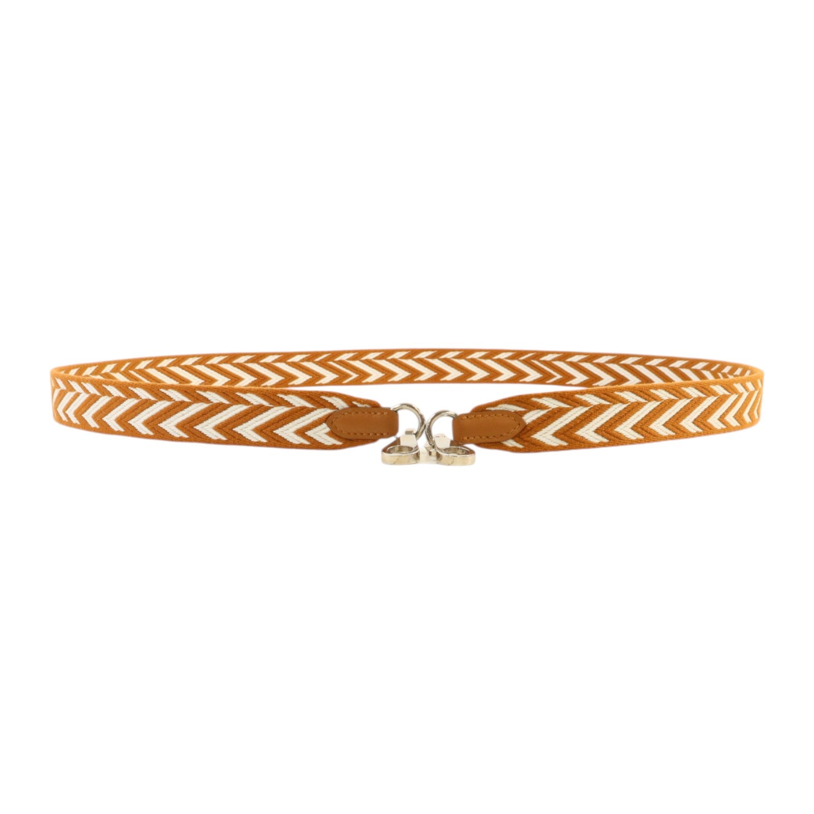 HERMES 帆布/Swift皮革Sangle Zigzag 25mm Strap金扣肩帶Gold/Blanc