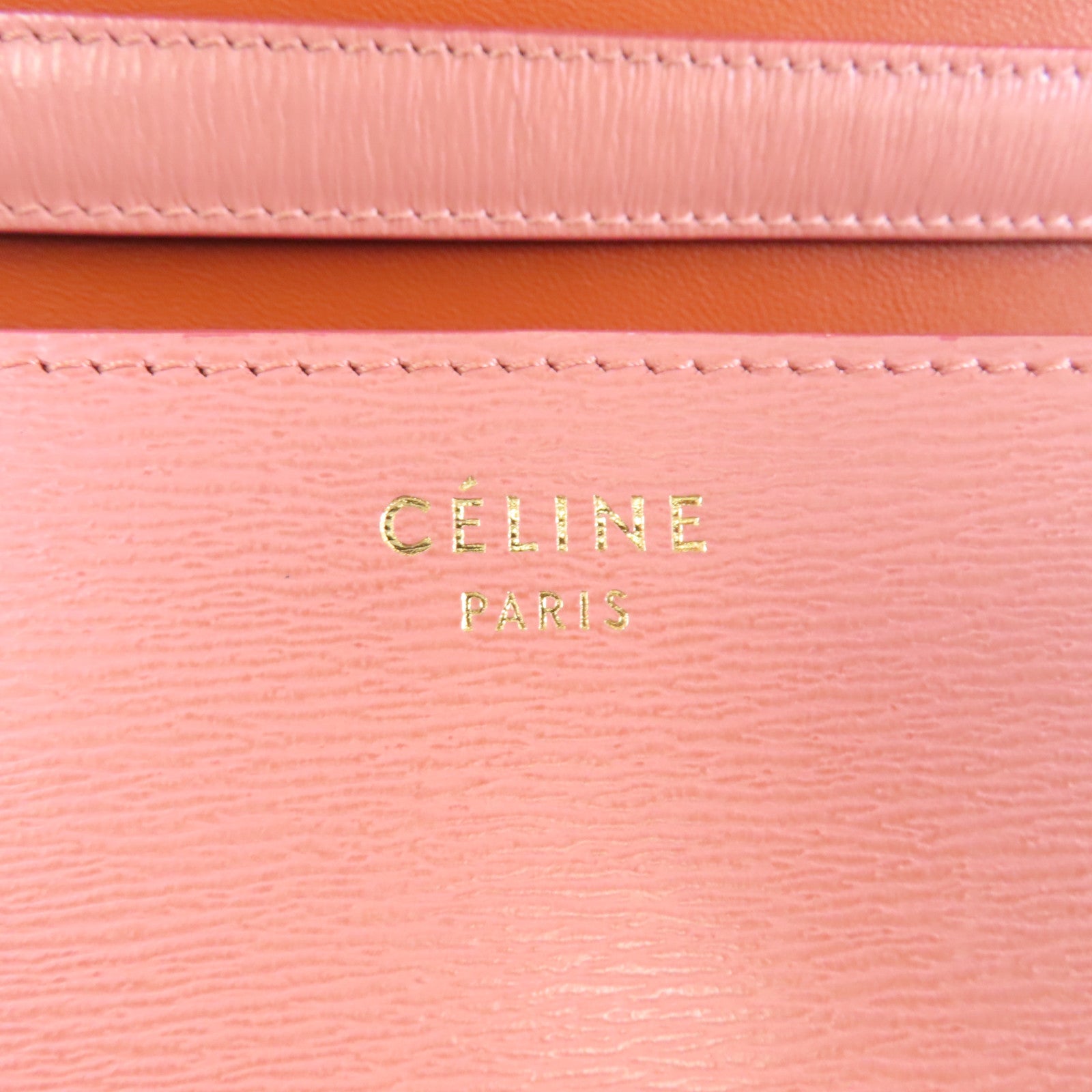CELINE 【激減優惠】牛皮皮革Celine Box金扣肩背袋粉紅色