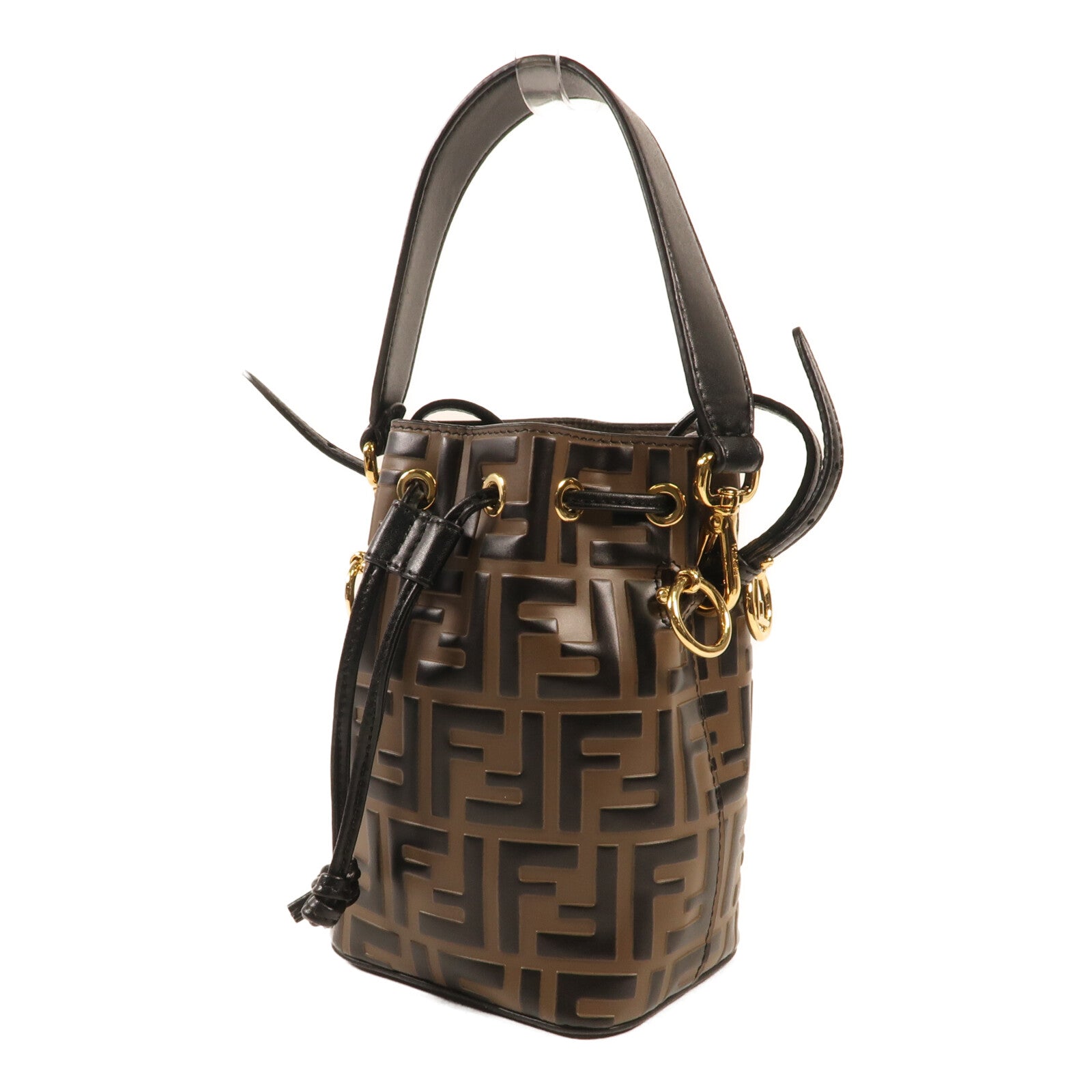 FENDI 牛皮皮革Mini Mon Tresor金扣手挽肩背兩用袋
