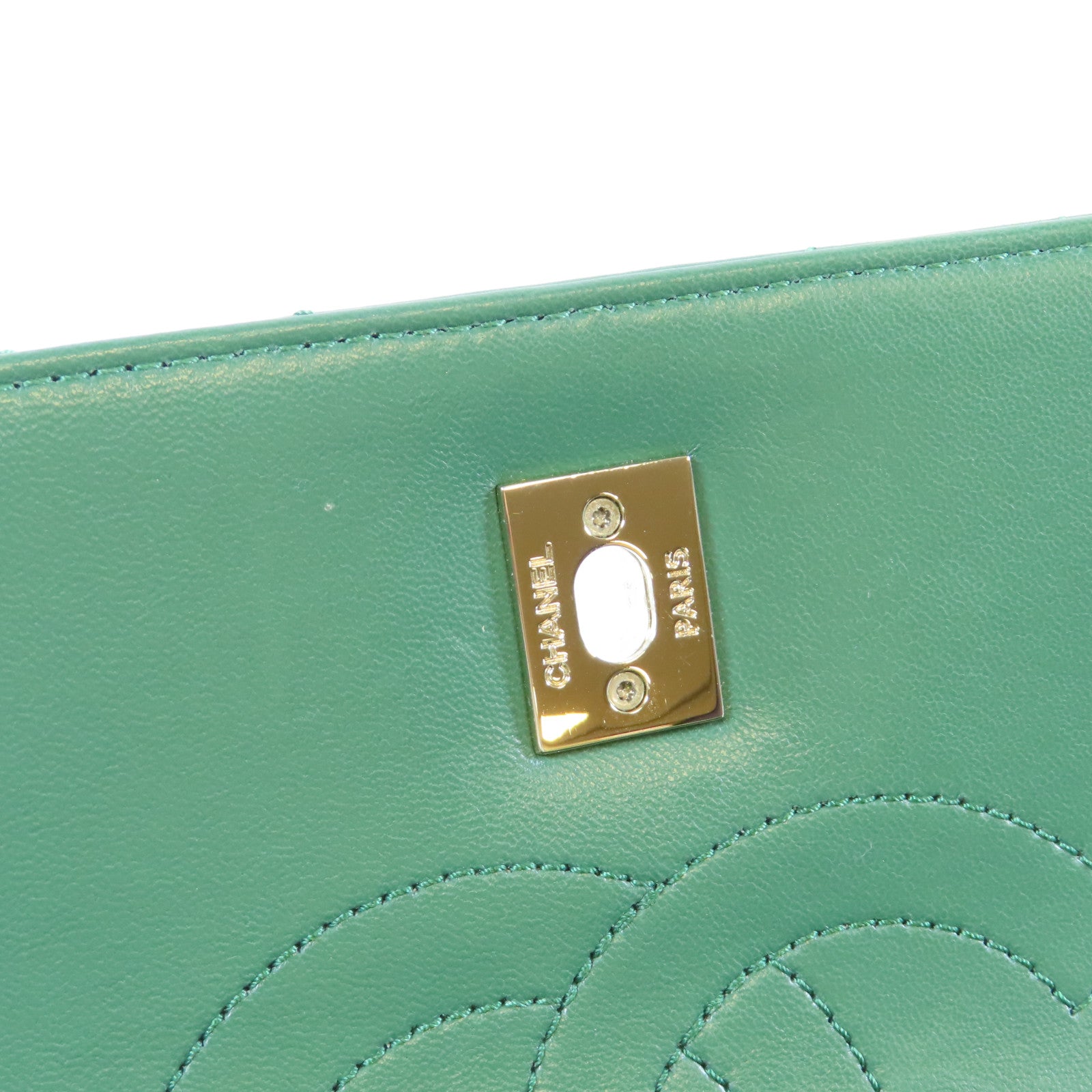 CHANEL 【激減優惠】羊皮皮革Chain Shoulder Bag金扣手挽肩背兩用袋綠色