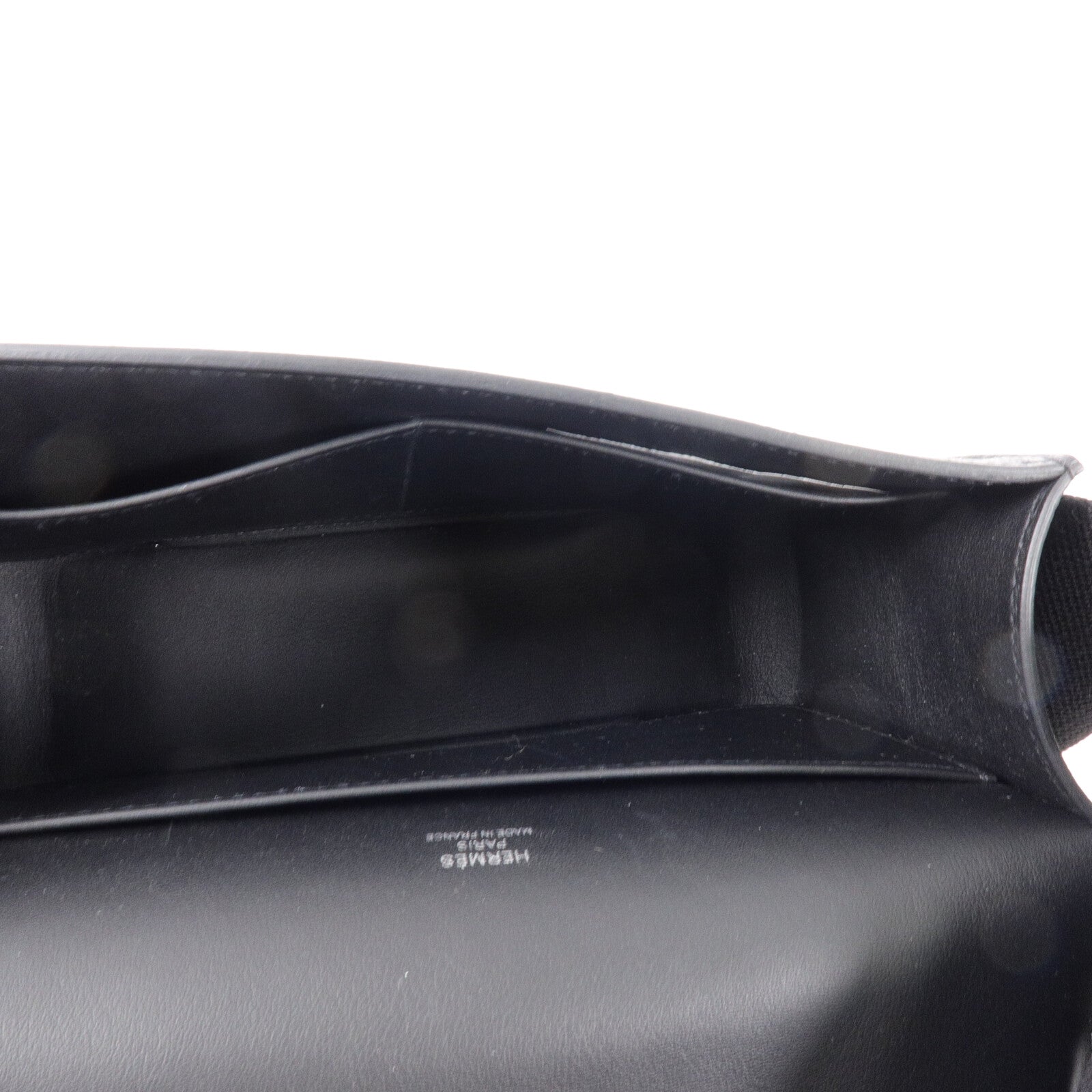 HERMES Chevre皮革Geta Bicolor肩背袋Noir