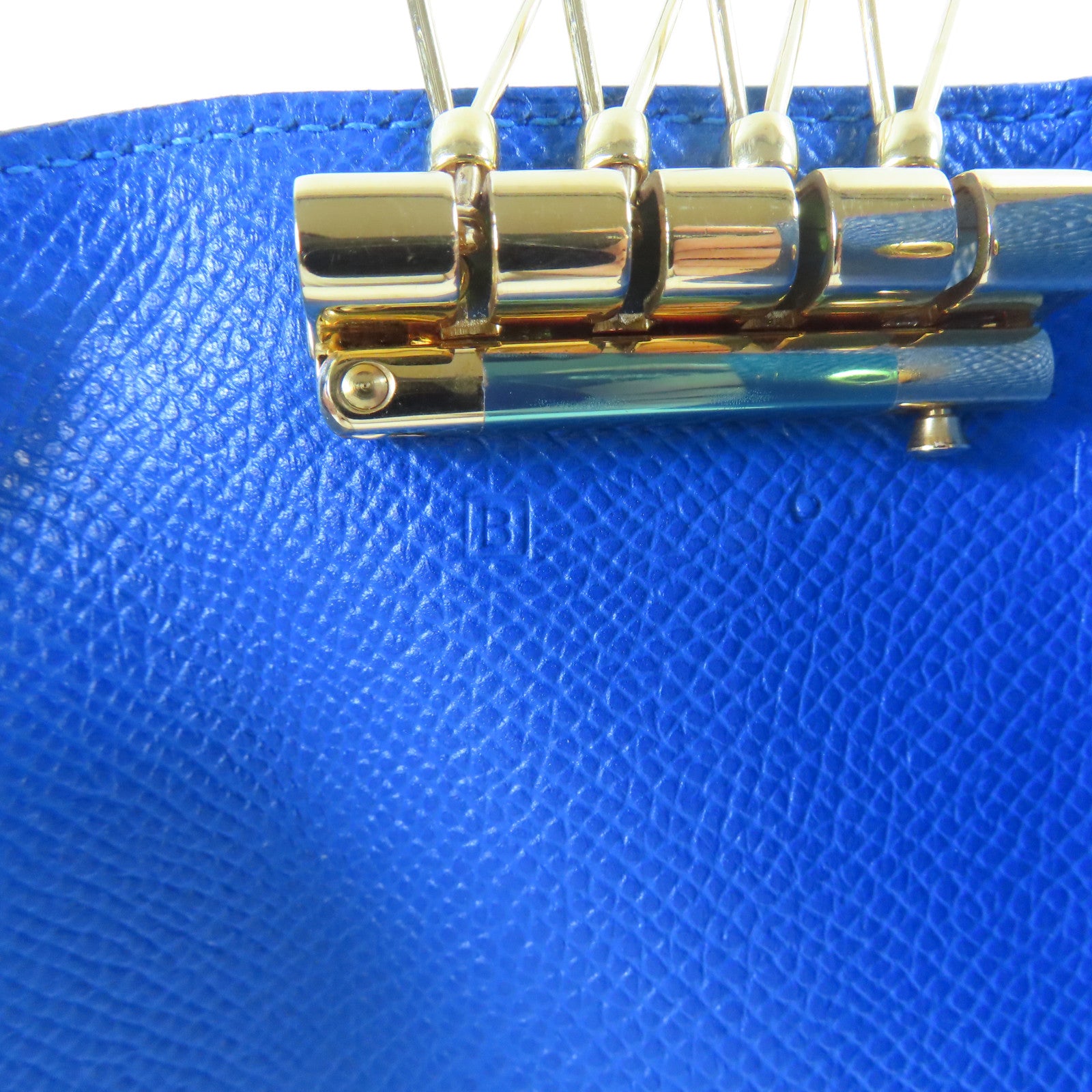 HERMES Veau Epsom皮革Key Case金扣鎖匙包藍色