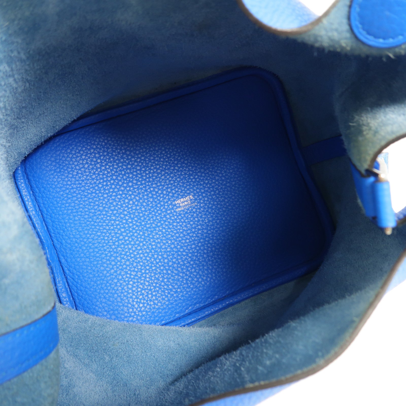 HERMES Clemence皮革Picotin MM手挽袋Bleu Hydra