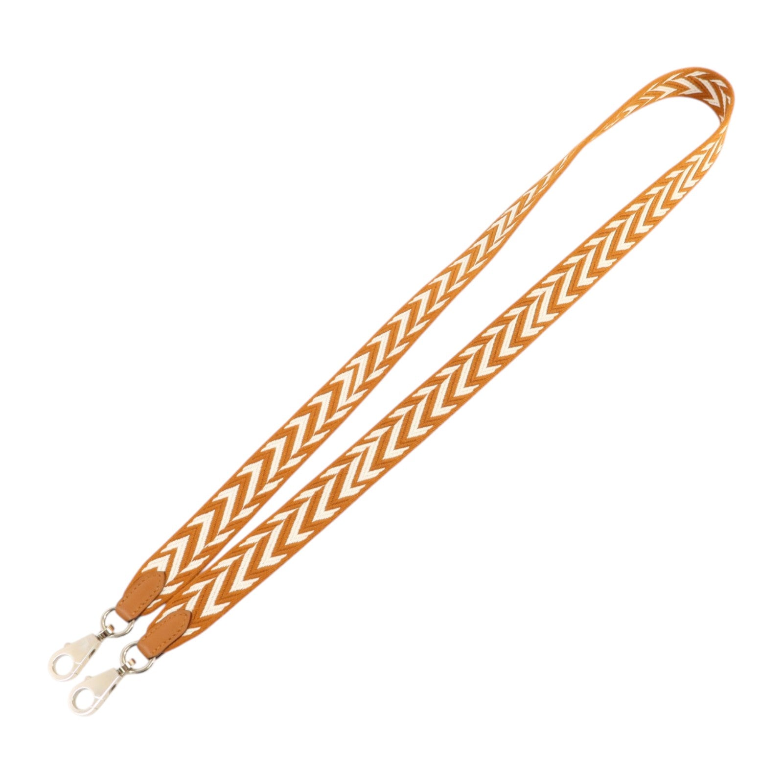 HERMES 帆布/Swift皮革Sangle Zigzag 25mm Strap金扣肩帶Gold/Blanc