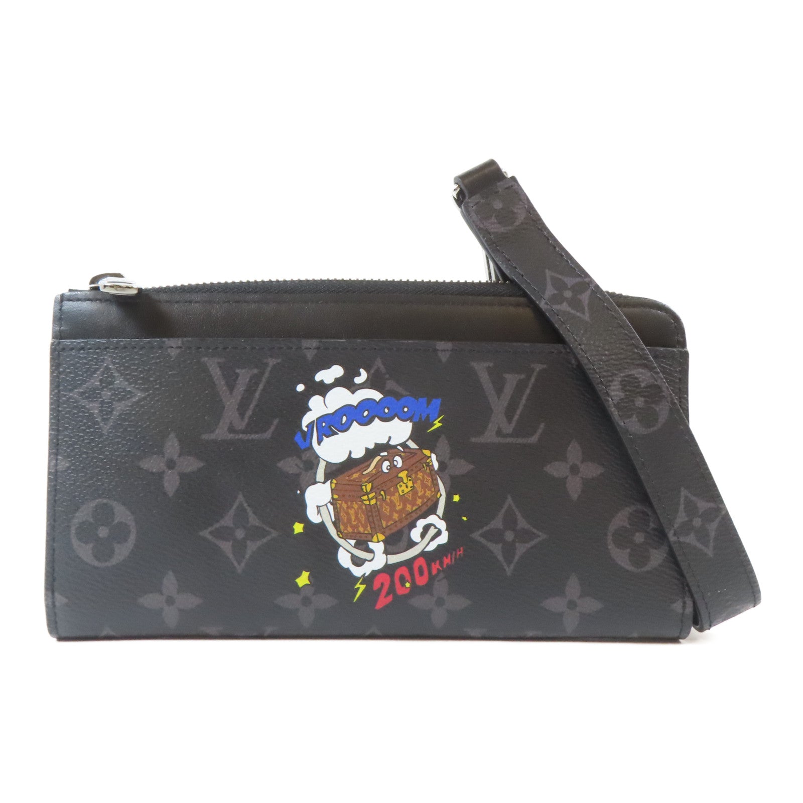 LOUIS VUITTON 【激減優惠】Monogram Eclipse Zippy Dragonne銀扣長錢包黑色
