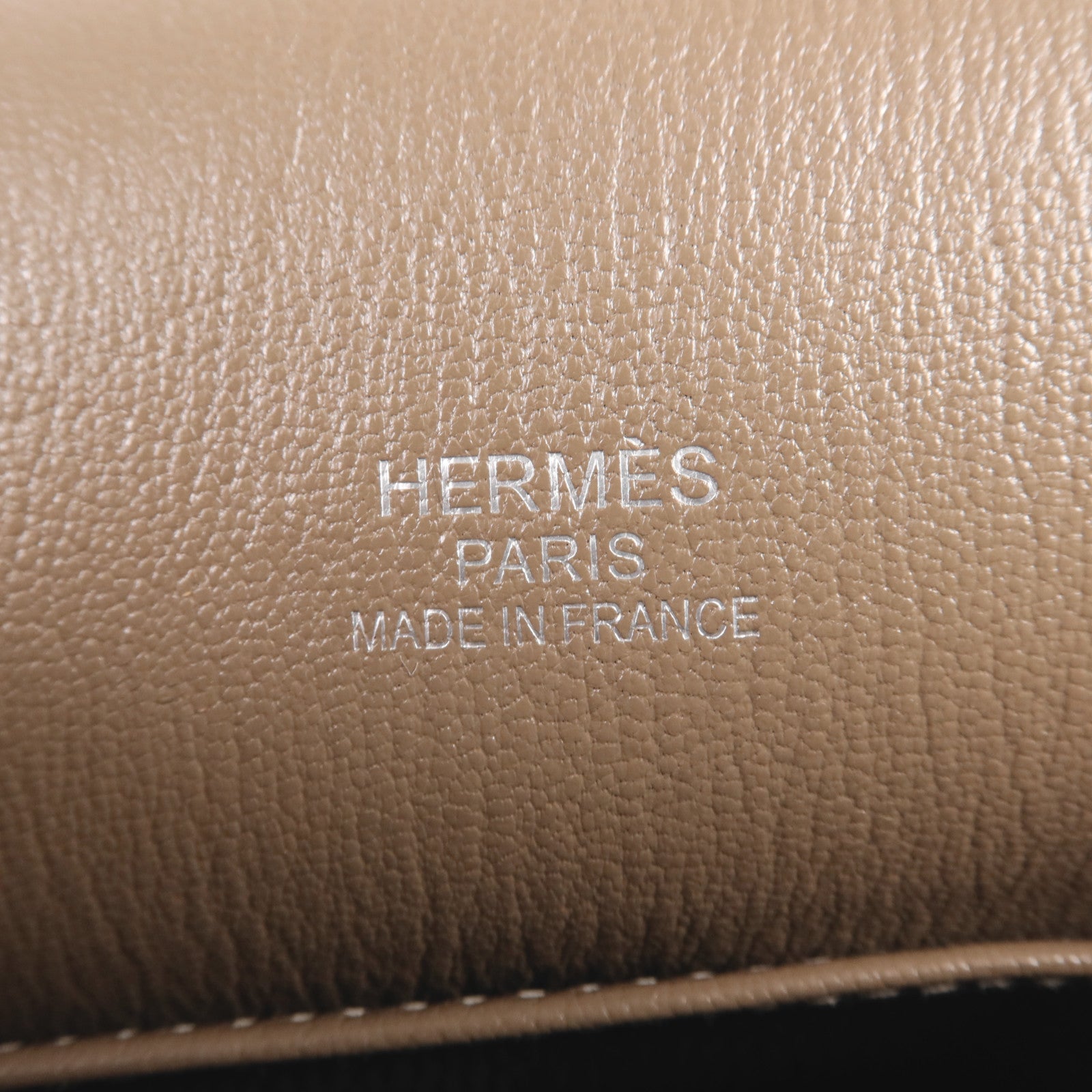 HERMES Clemence皮革Jypsiere 37銀扣肩背袋Etoupe