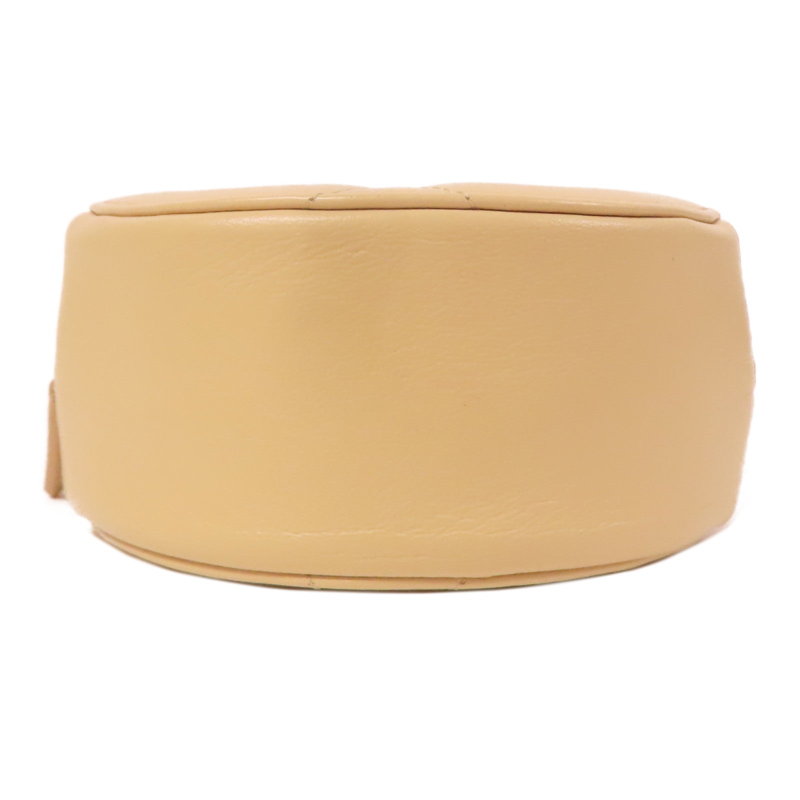 CHANEL 羊皮皮革Round Clutch 19手挽肩背兩用袋米色