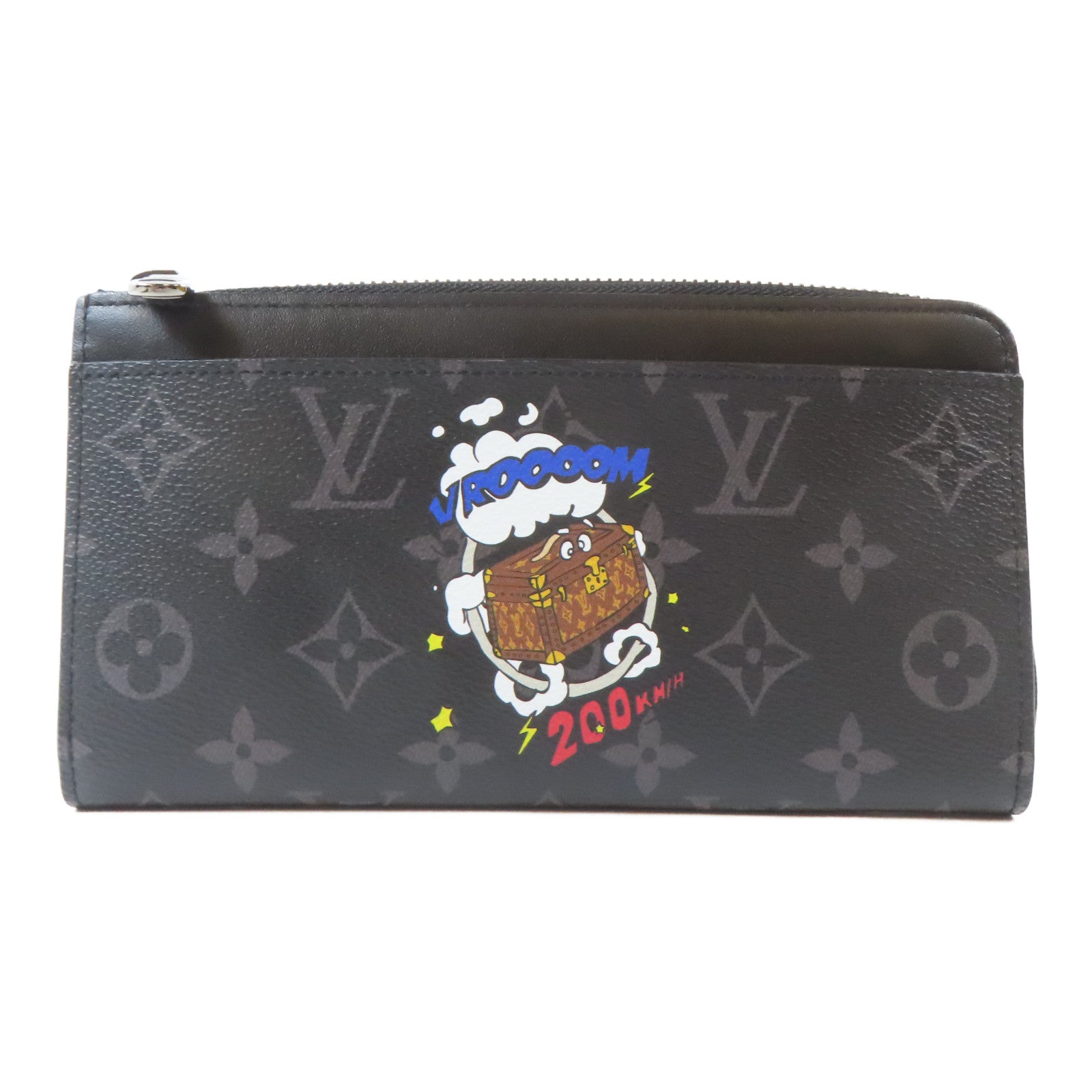 LOUIS VUITTON 【激減優惠】Monogram Eclipse Zippy Dragonne銀扣長錢包黑色