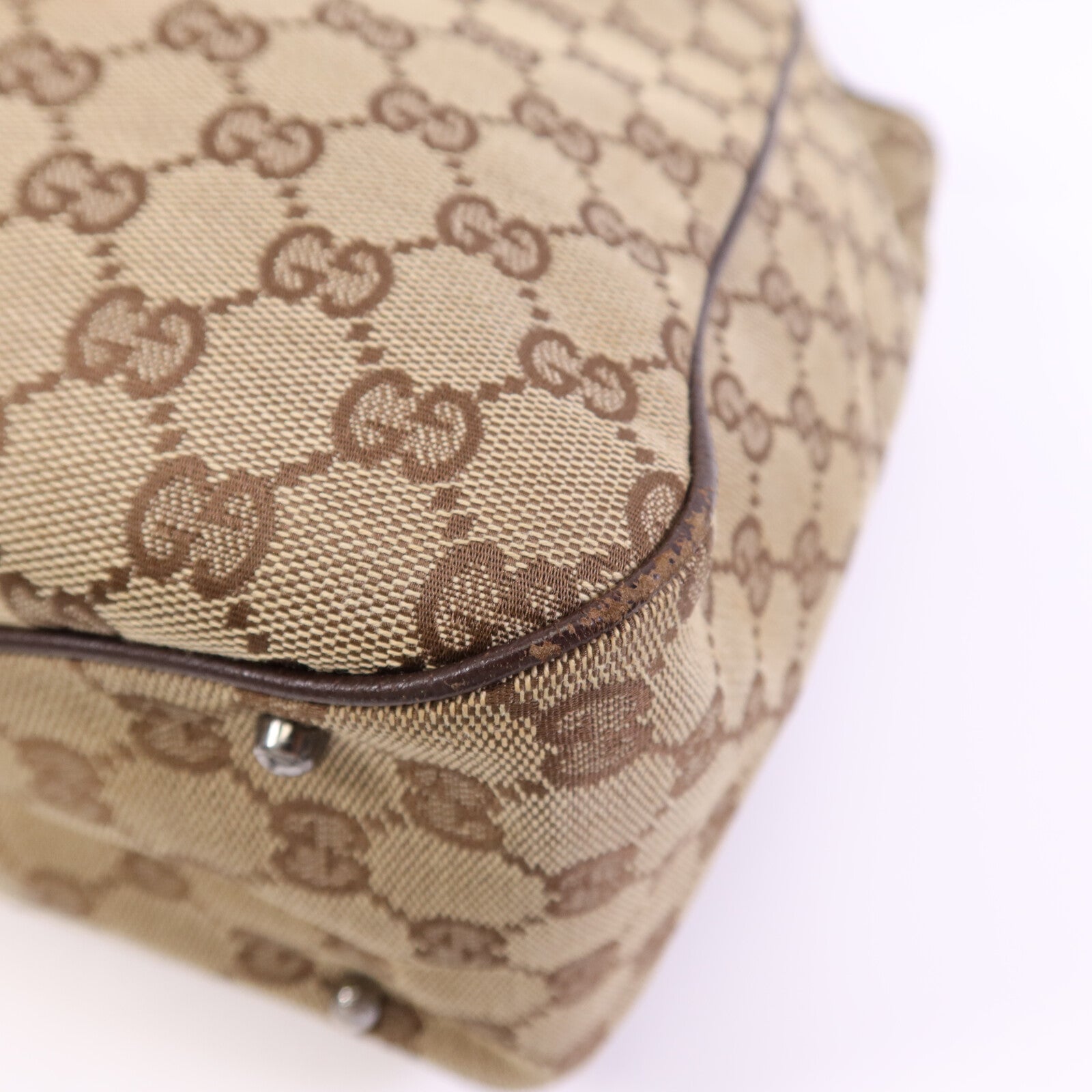 GUCCI 帆布Shoulder Bag銀扣肩背袋