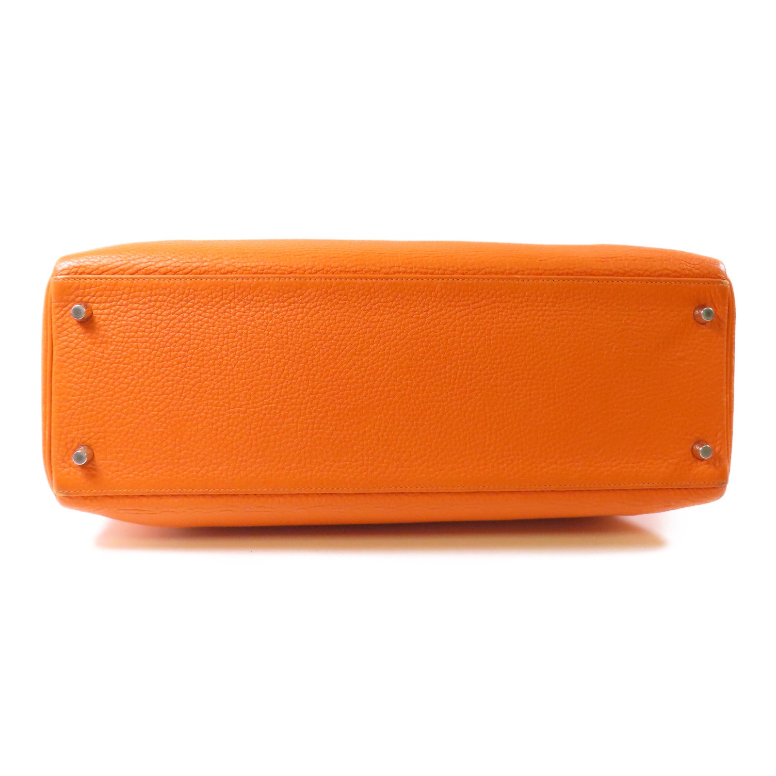 HERMES Togo皮革Kelly40銀扣手挽肩背兩用袋Orange
