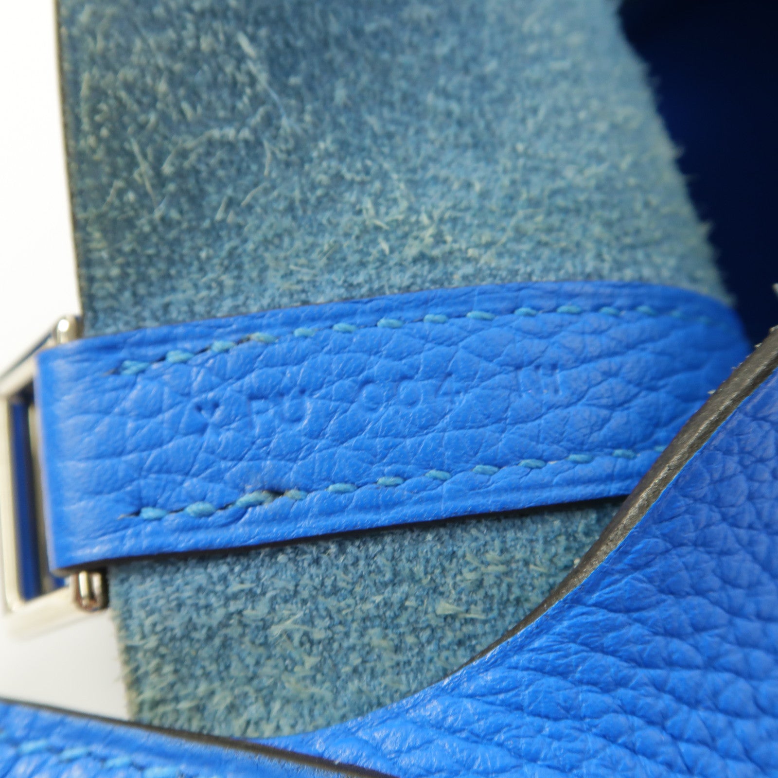 HERMES Clemence皮革Picotin MM手挽袋Bleu Hydra