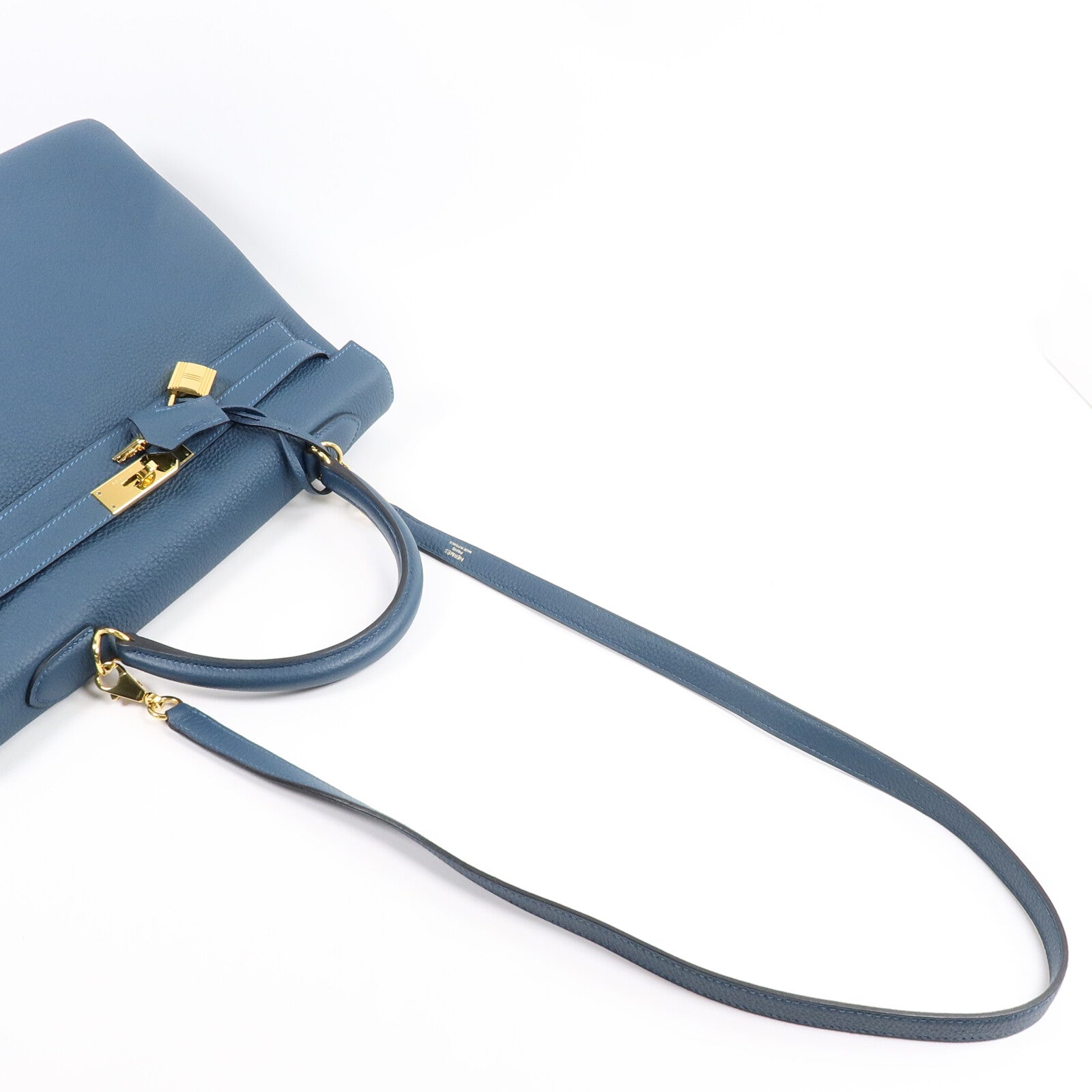 HERMES Togo皮革Kelly 35手挽肩背兩用袋Vert Bosphore