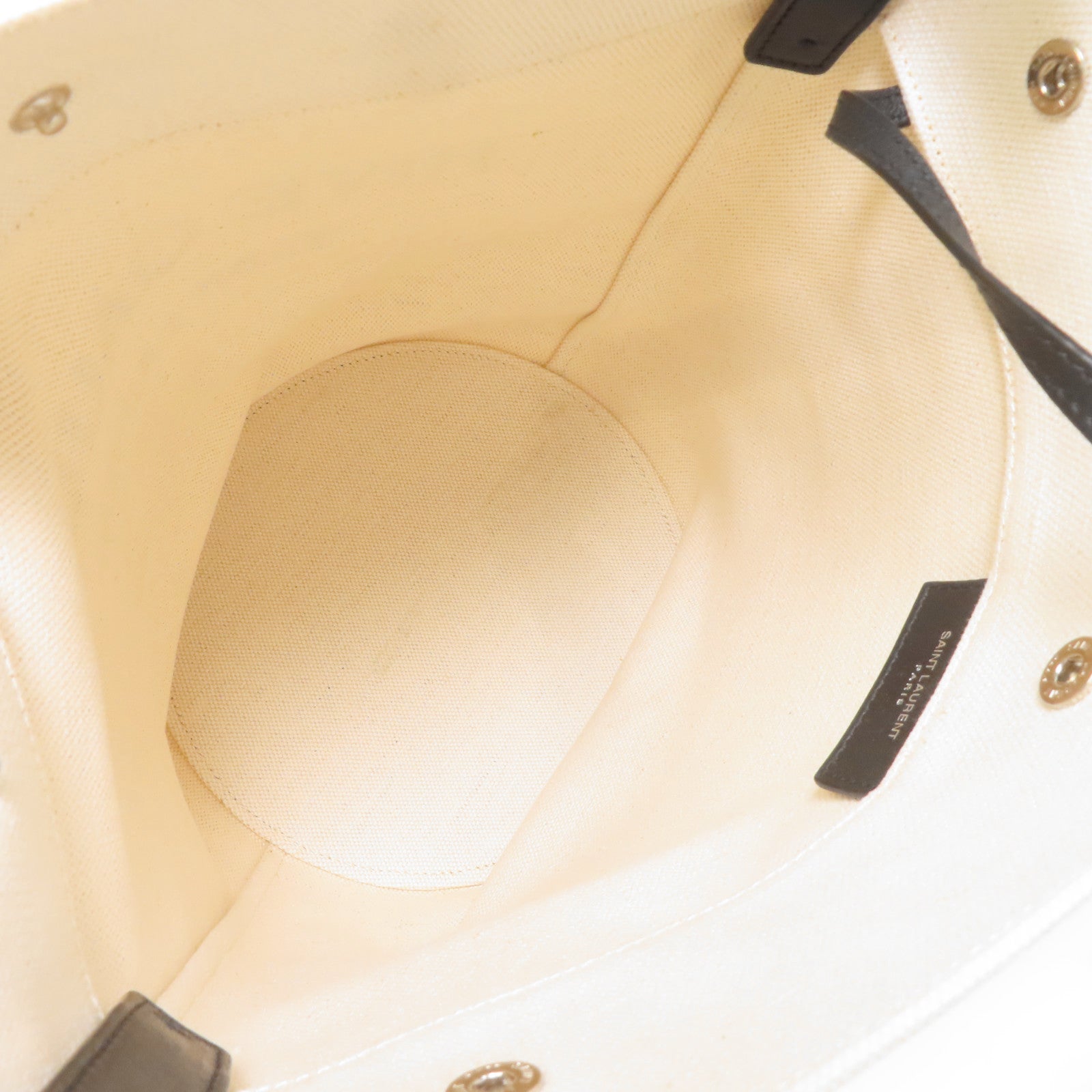 SAINT LAURENT 帆布Rive Gauche Bucket Shoulder Bag銀扣肩背袋