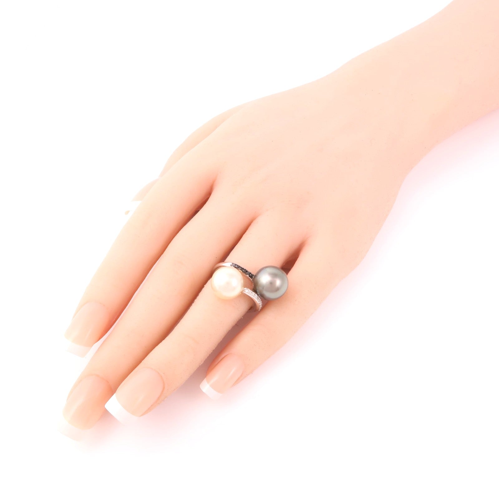 JEWELRY 18K白金/Tahitian Pearl/Pearl/Diamond Ring大溪地珍珠/珍珠/鑽石戒指