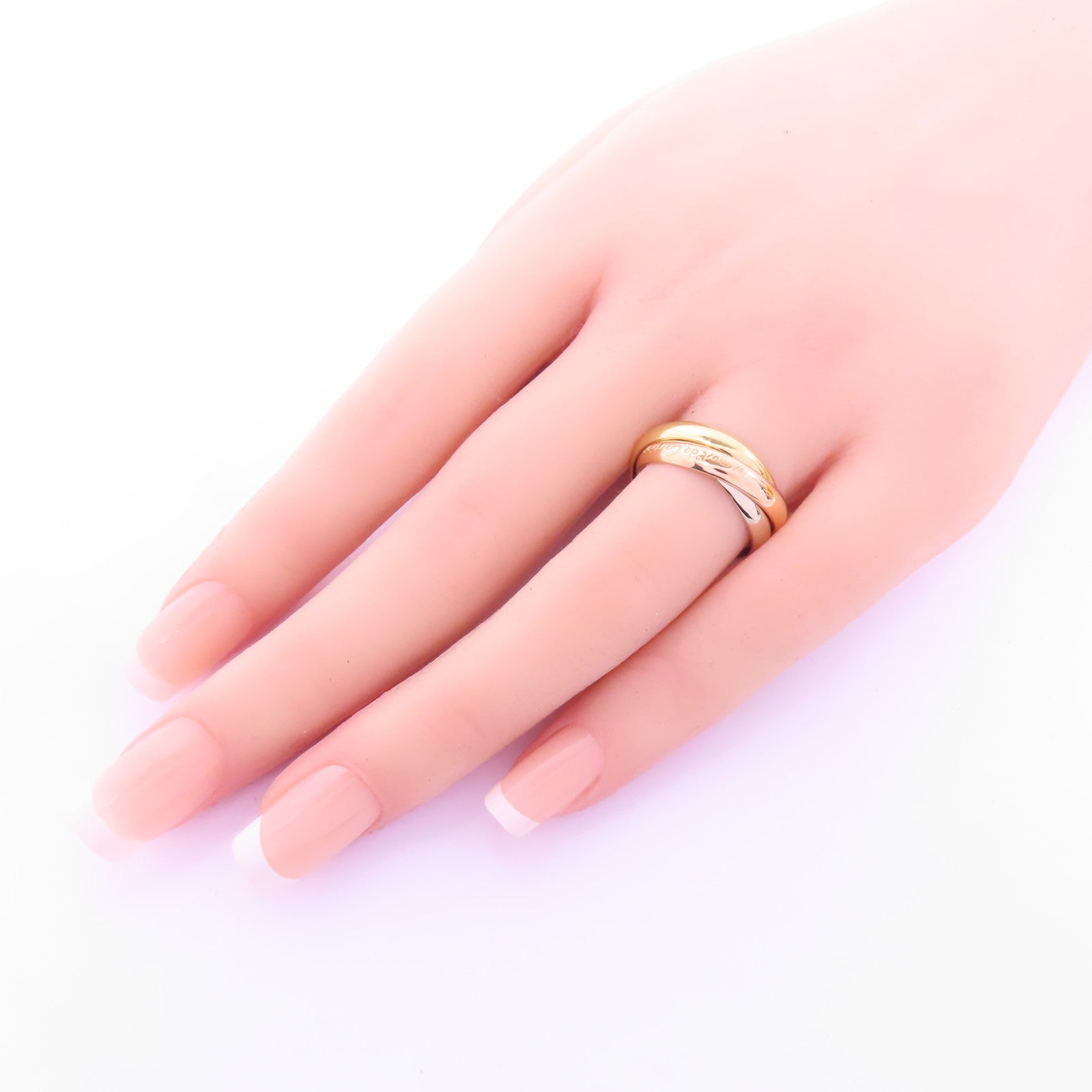 CARTIER 18K黃金/白金/玫瑰金Trinity Ring戒指Cartier#54/US#6.75