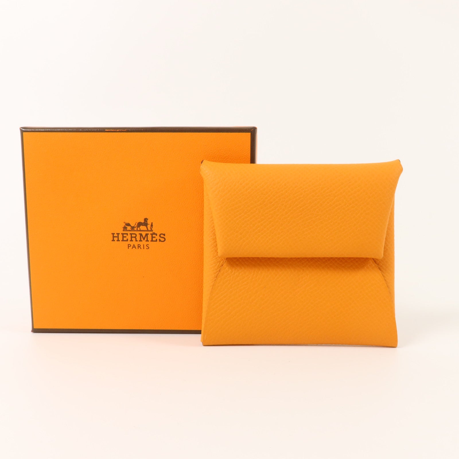 HERMES Epsom皮革Bastia零錢包Orange