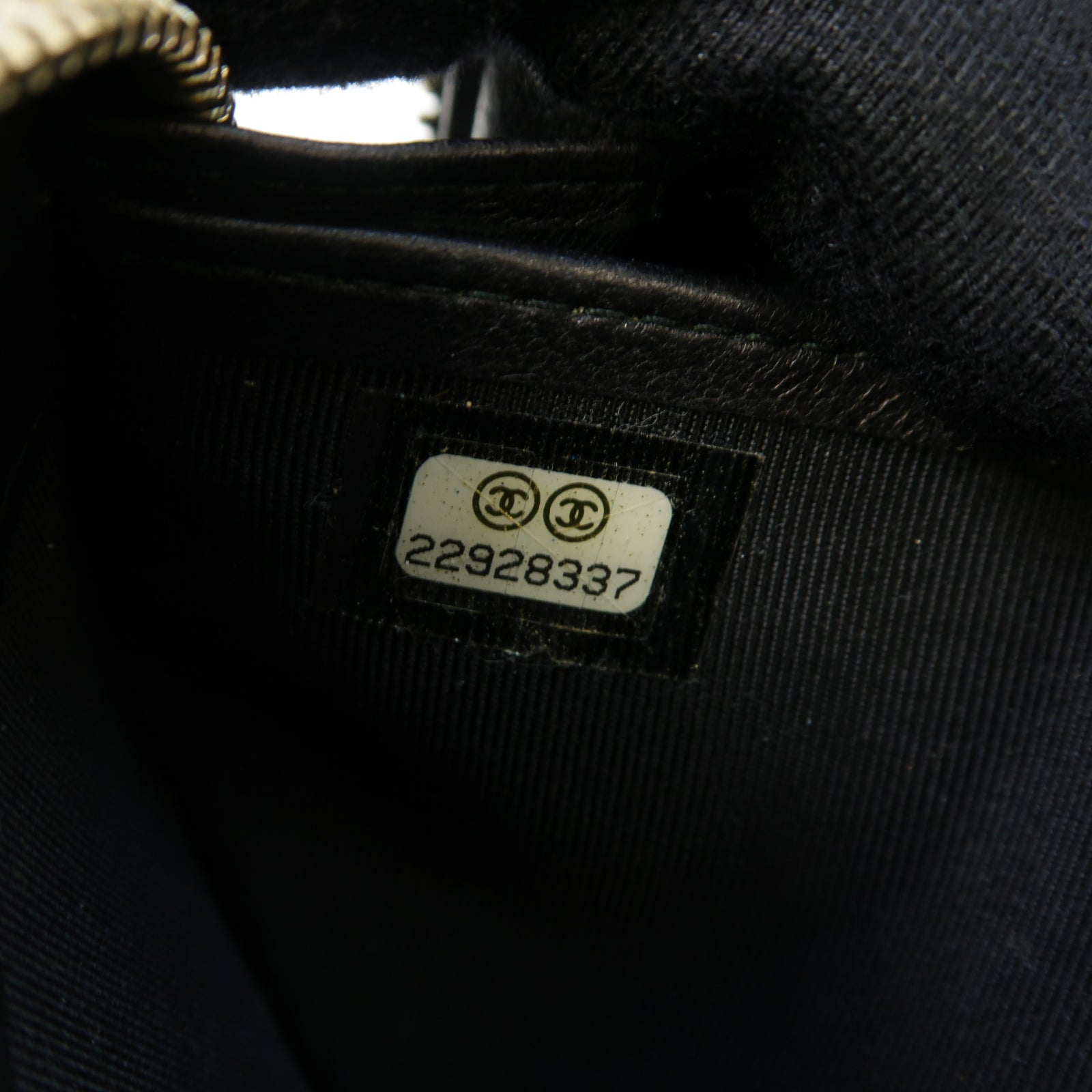 CHANEL 斜紋羊皮皮革Long Wallet金扣長錢包黑色