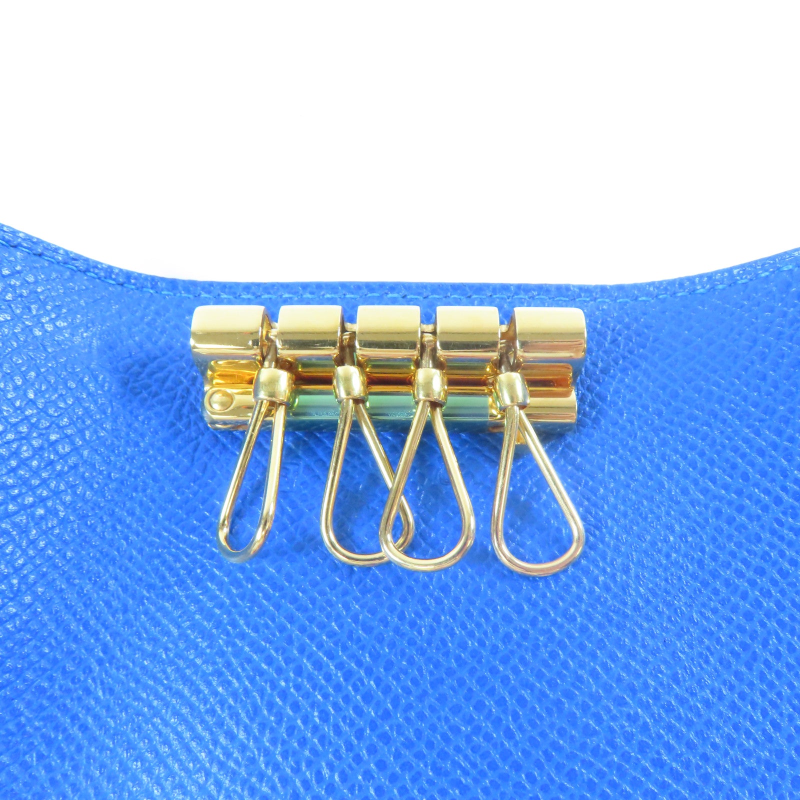 HERMES Veau Epsom皮革Key Case金扣鎖匙包藍色