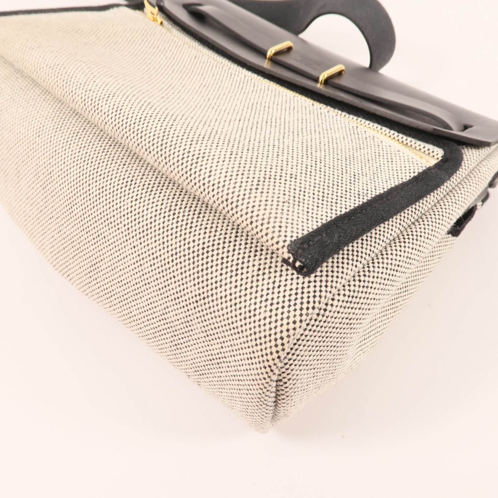 HERMES 帆布Mini Herbag金扣肩背袋