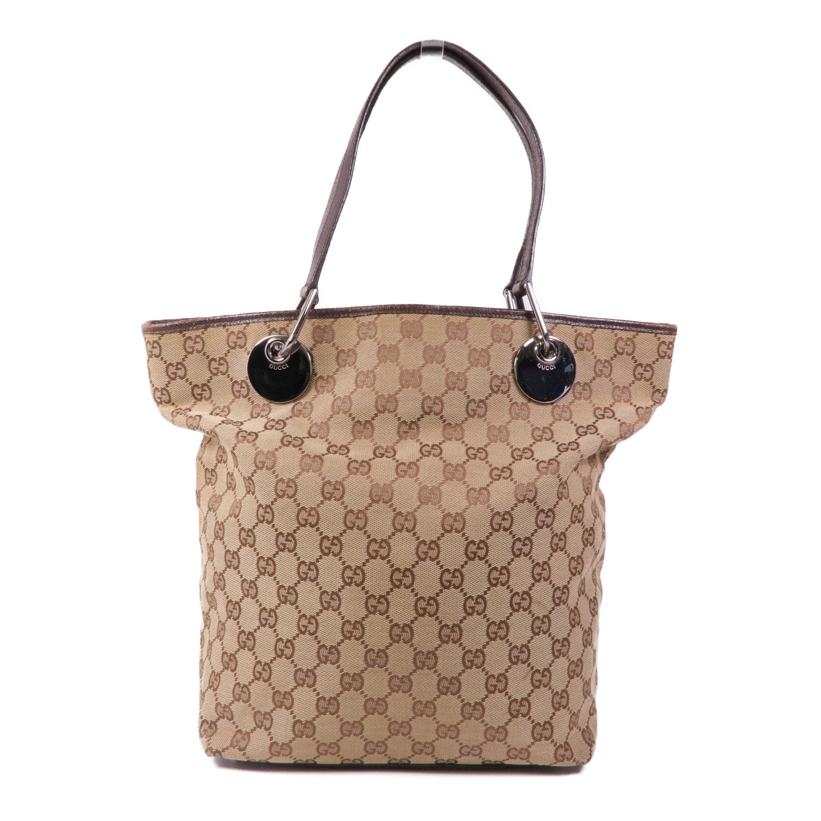 GUCCI 帆布Shoulder Tote銀扣肩背袋/手挽袋