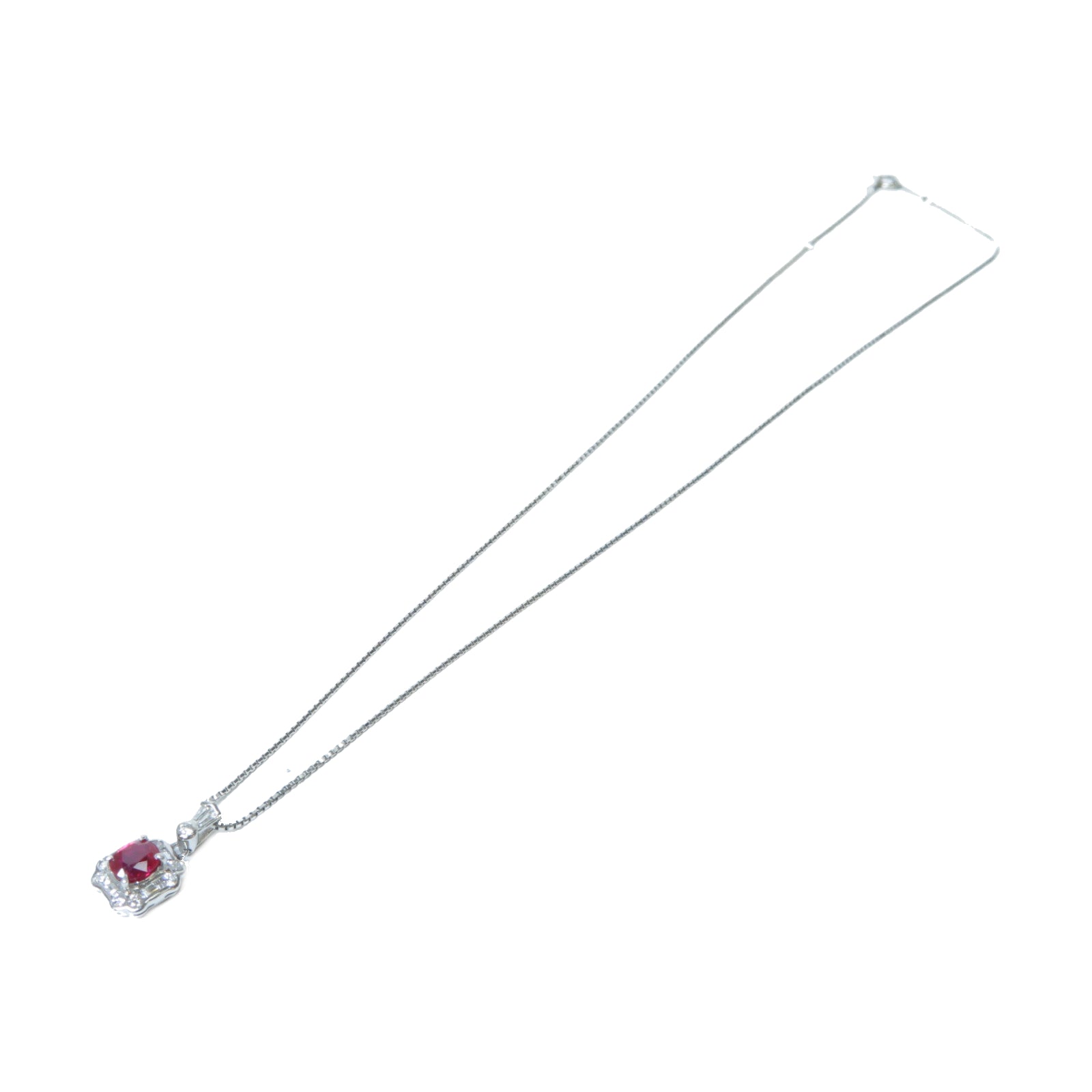 JEWELRY 【激減優惠】PT900鉑金/PT850鉑金Necklace紅寶石/鑽石項鍊銀色