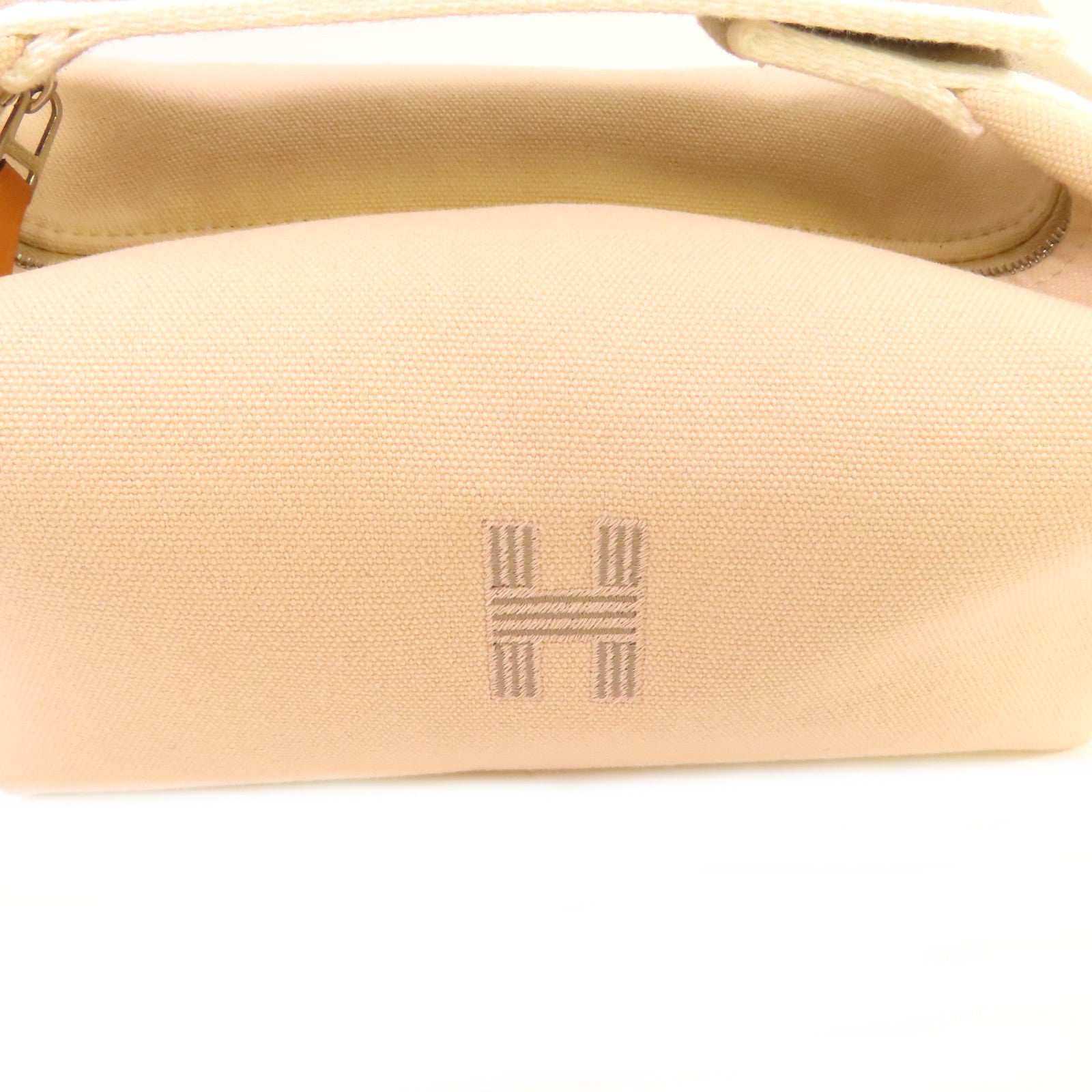 HERMES 帆布Bride A Brac Small Hand Bag銀扣手挽袋Nata奶茶色