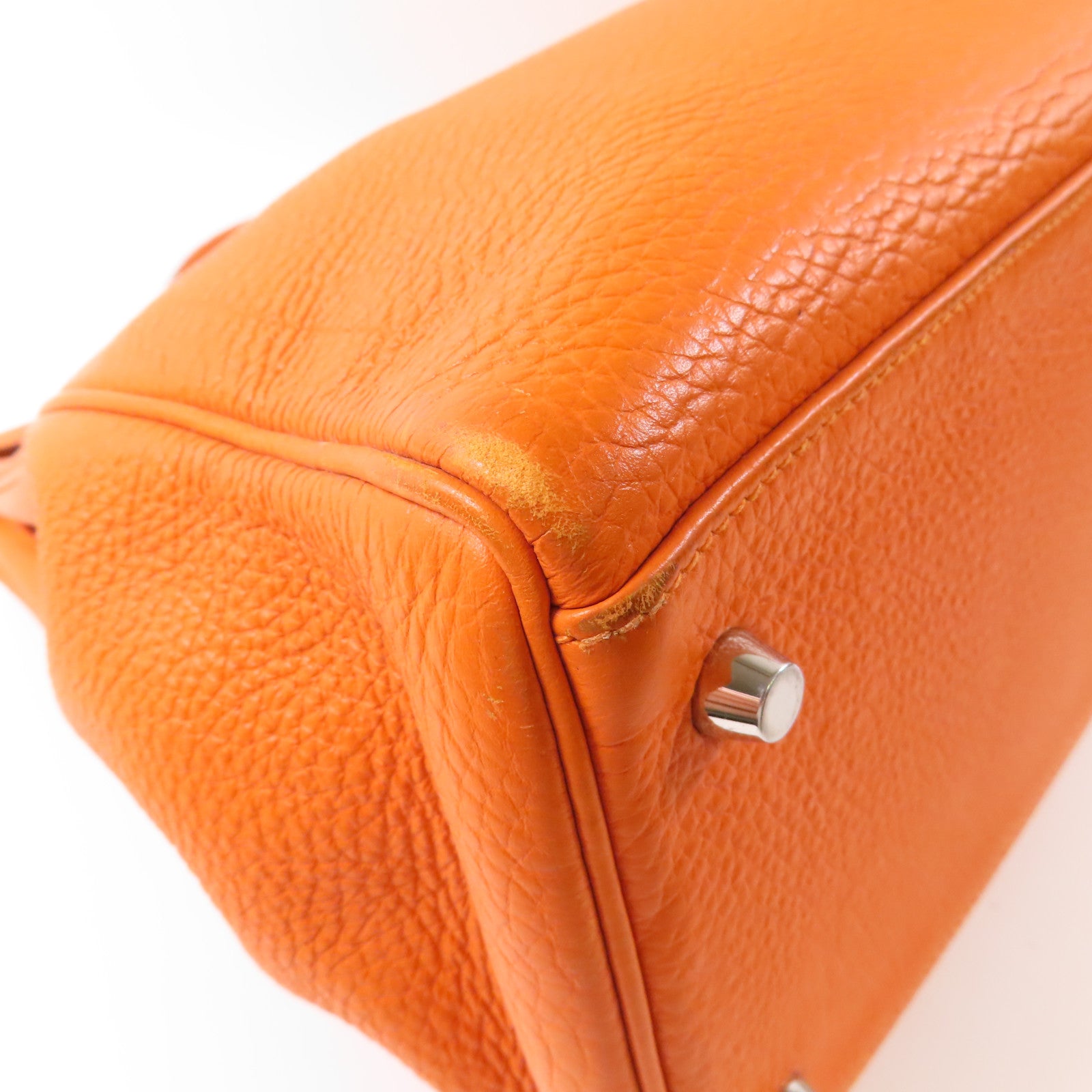 HERMES Togo皮革Kelly40銀扣手挽肩背兩用袋Orange