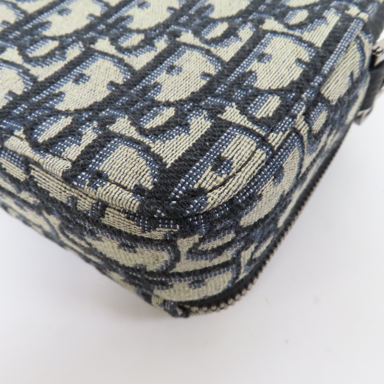 Dior 帆布Oblique Camera Bag銀扣肩背袋藍色