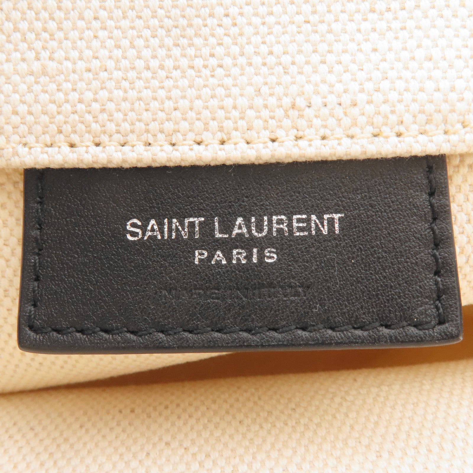 SAINT LAURENT 帆布Rive Gauche Bucket Shoulder Bag銀扣肩背袋