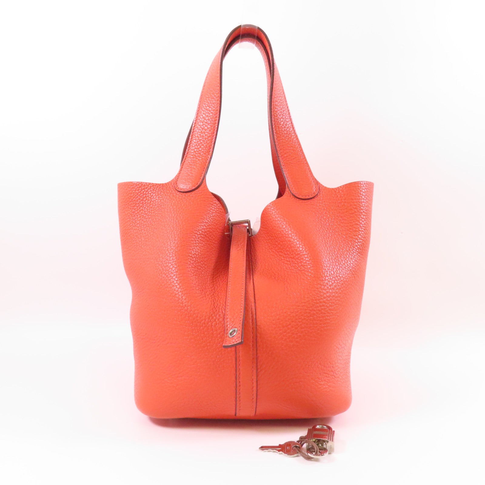 HERMES Clemence皮革Picotin MM銀扣手挽袋Bougainvillier