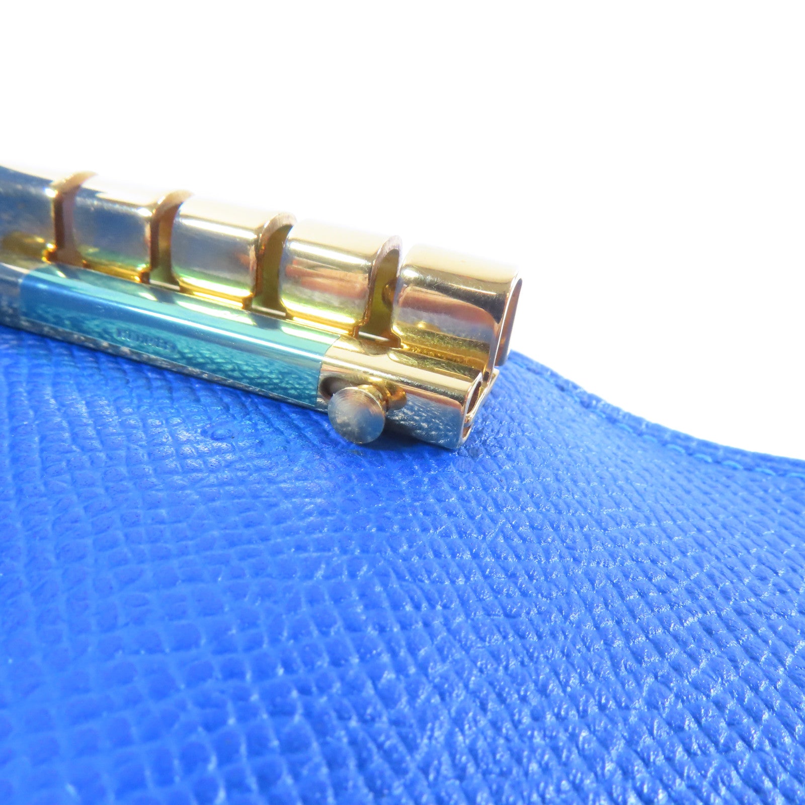 HERMES Veau Epsom皮革Key Case金扣鎖匙包藍色