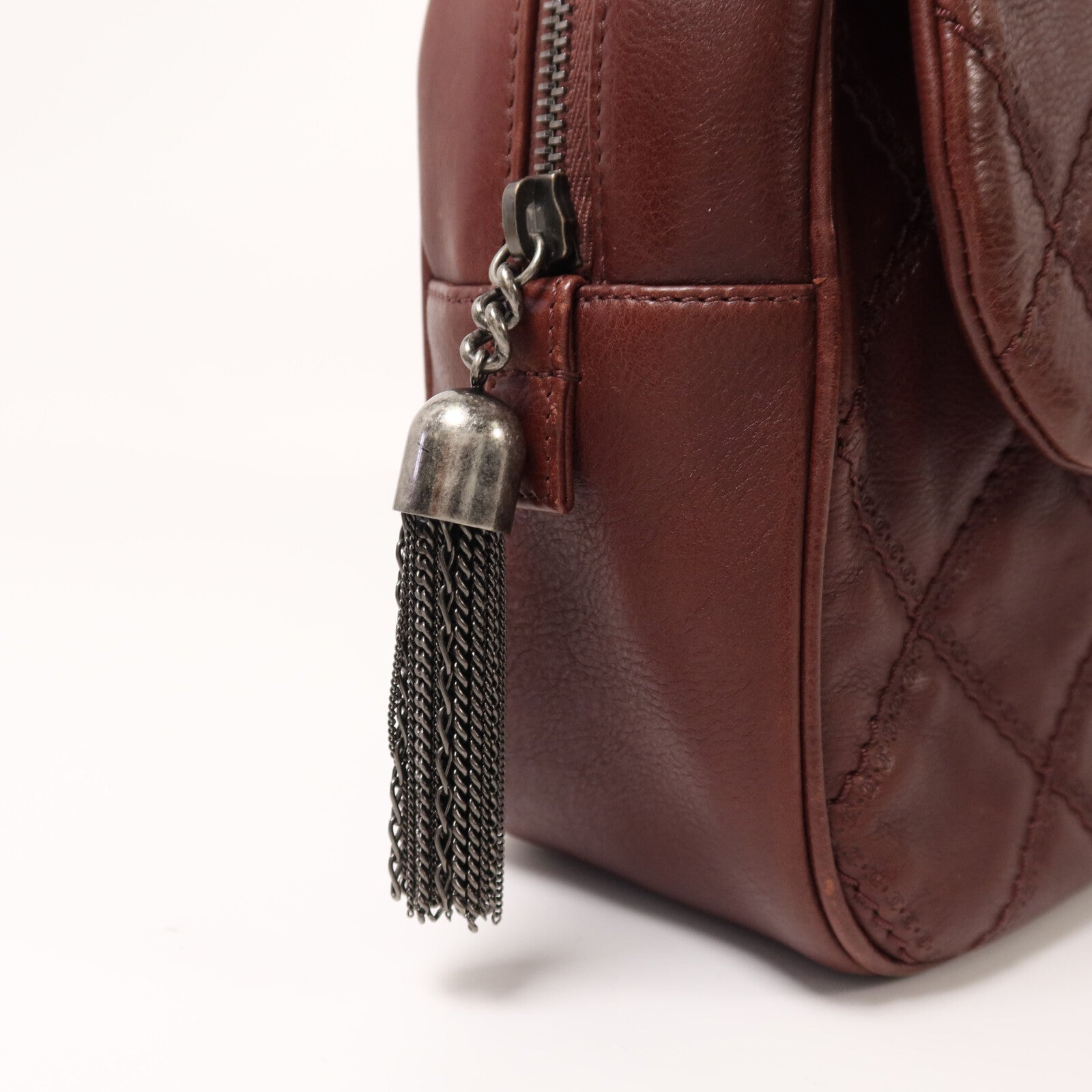 CHANEL 牛皮皮革Chain Shoulder銀扣鏈帶肩背袋
