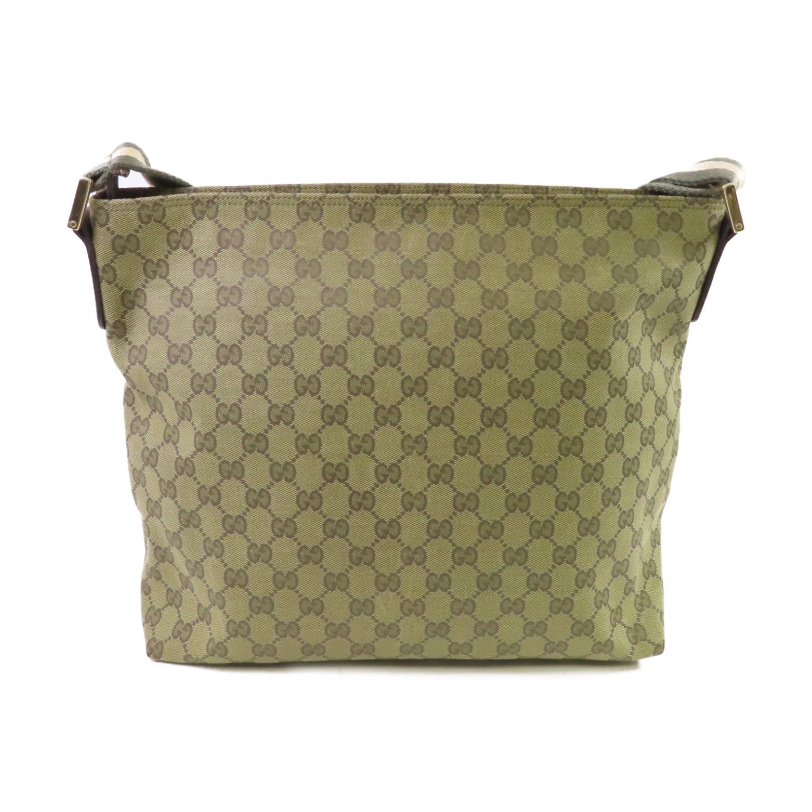 GUCCI GG帆布Sherry Line Shoulder Bag金扣肩背袋綠色
