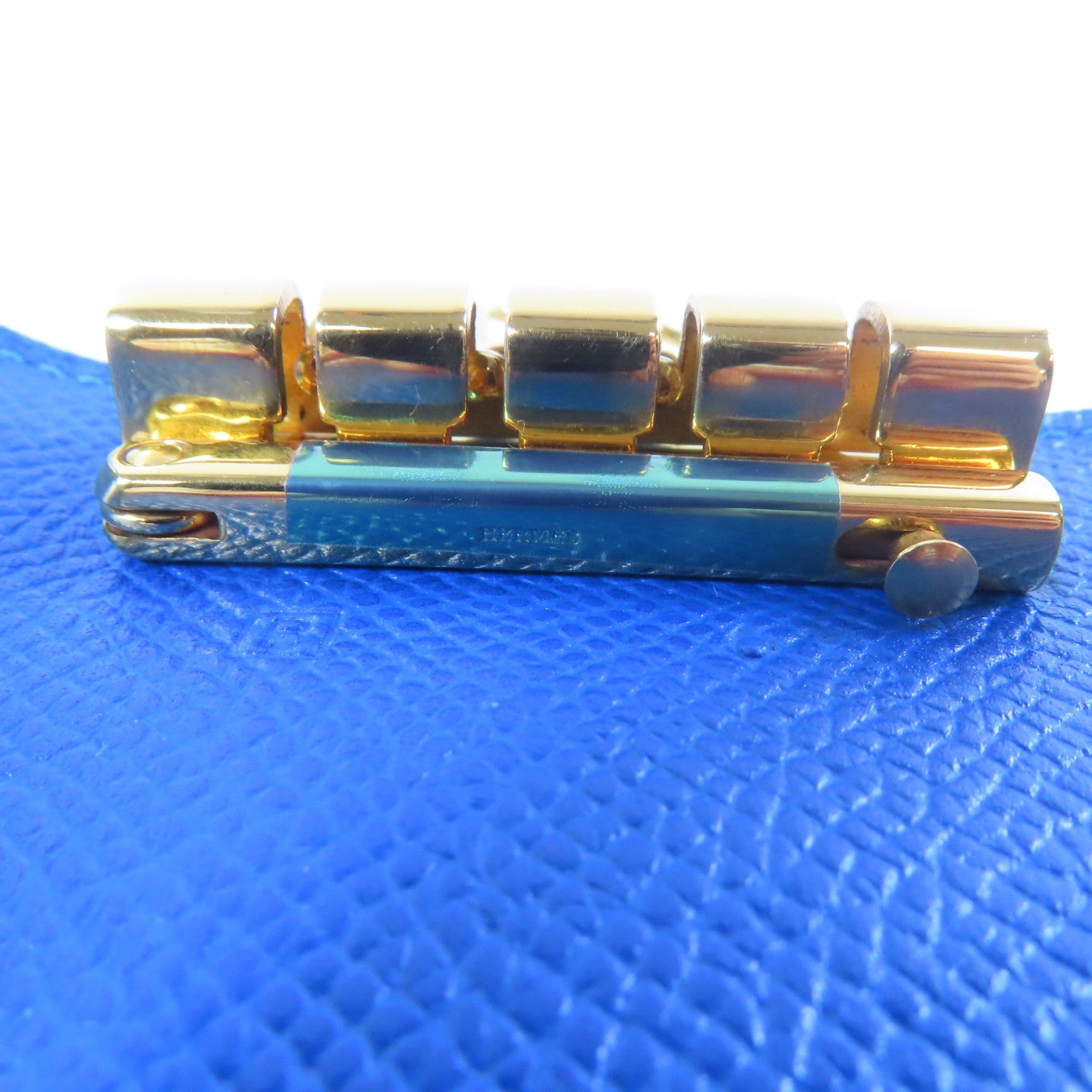 HERMES Veau Epsom皮革Key Case金扣鎖匙包藍色
