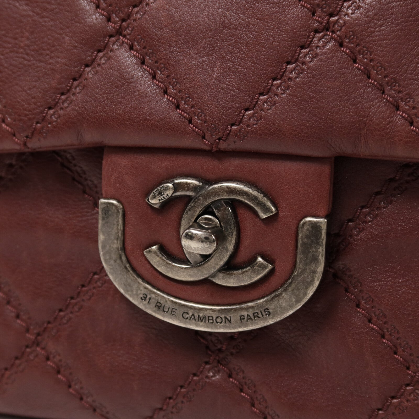 CHANEL 牛皮皮革Chain Shoulder銀扣鏈帶肩背袋