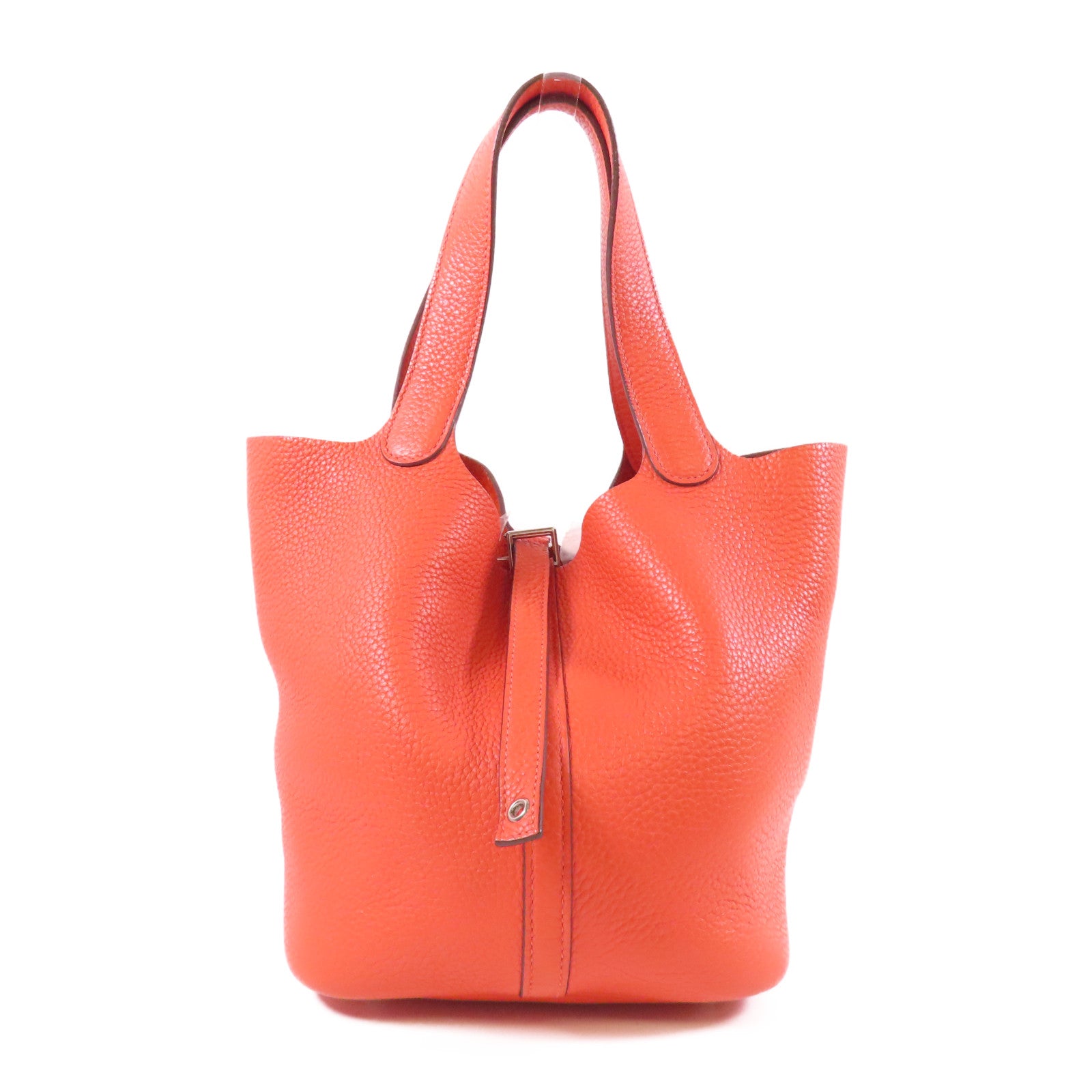 HERMES Clemence皮革Picotin MM銀扣手挽袋Bougainvillier