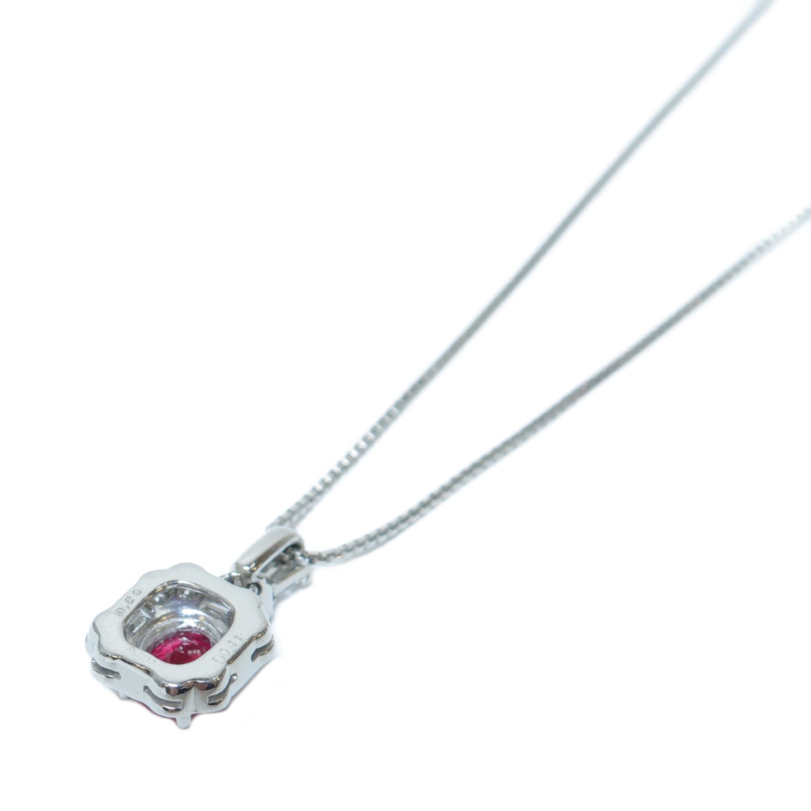 JEWELRY 【激減優惠】PT900鉑金/PT850鉑金Necklace紅寶石/鑽石項鍊銀色