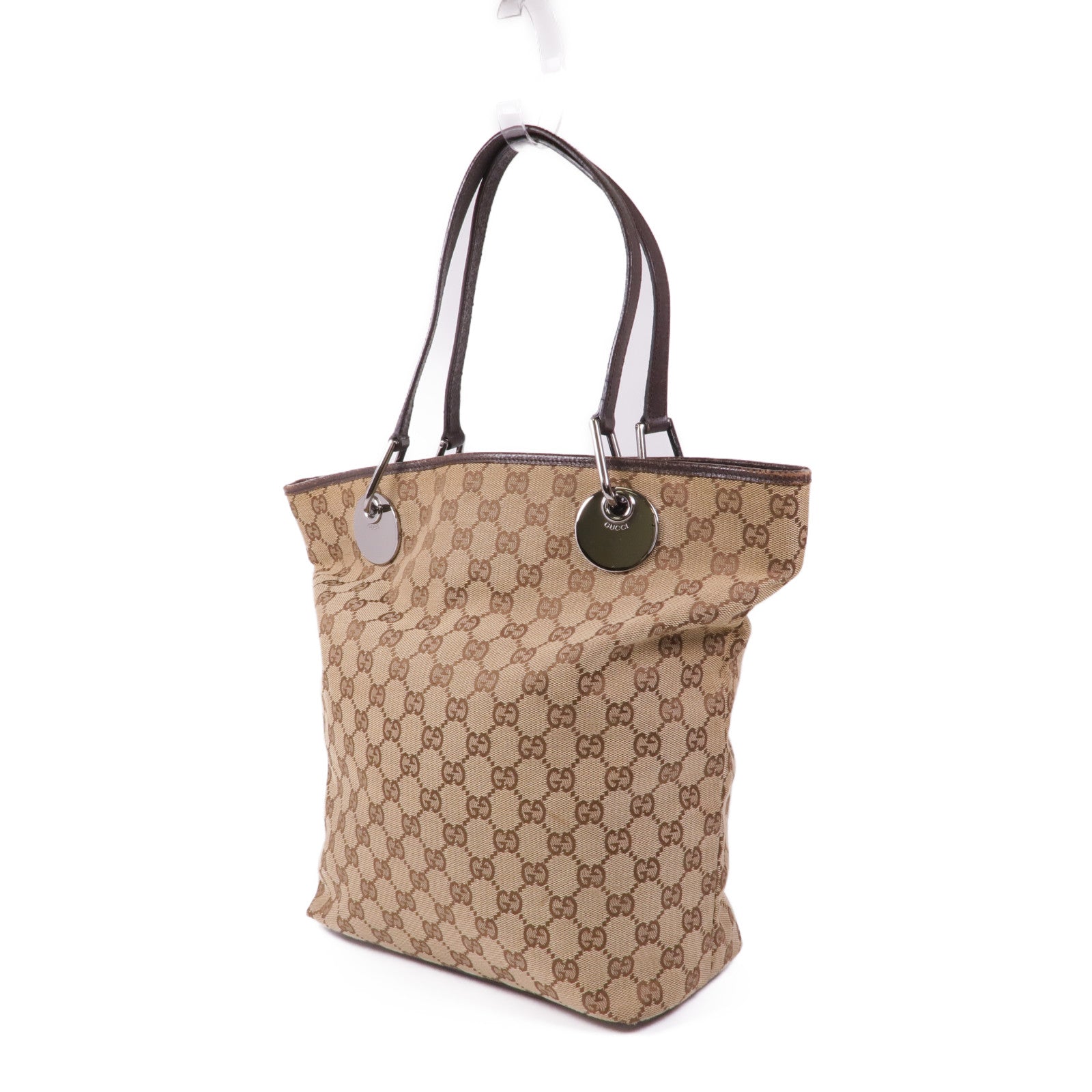 GUCCI 帆布Shoulder Tote銀扣肩背袋/手挽袋