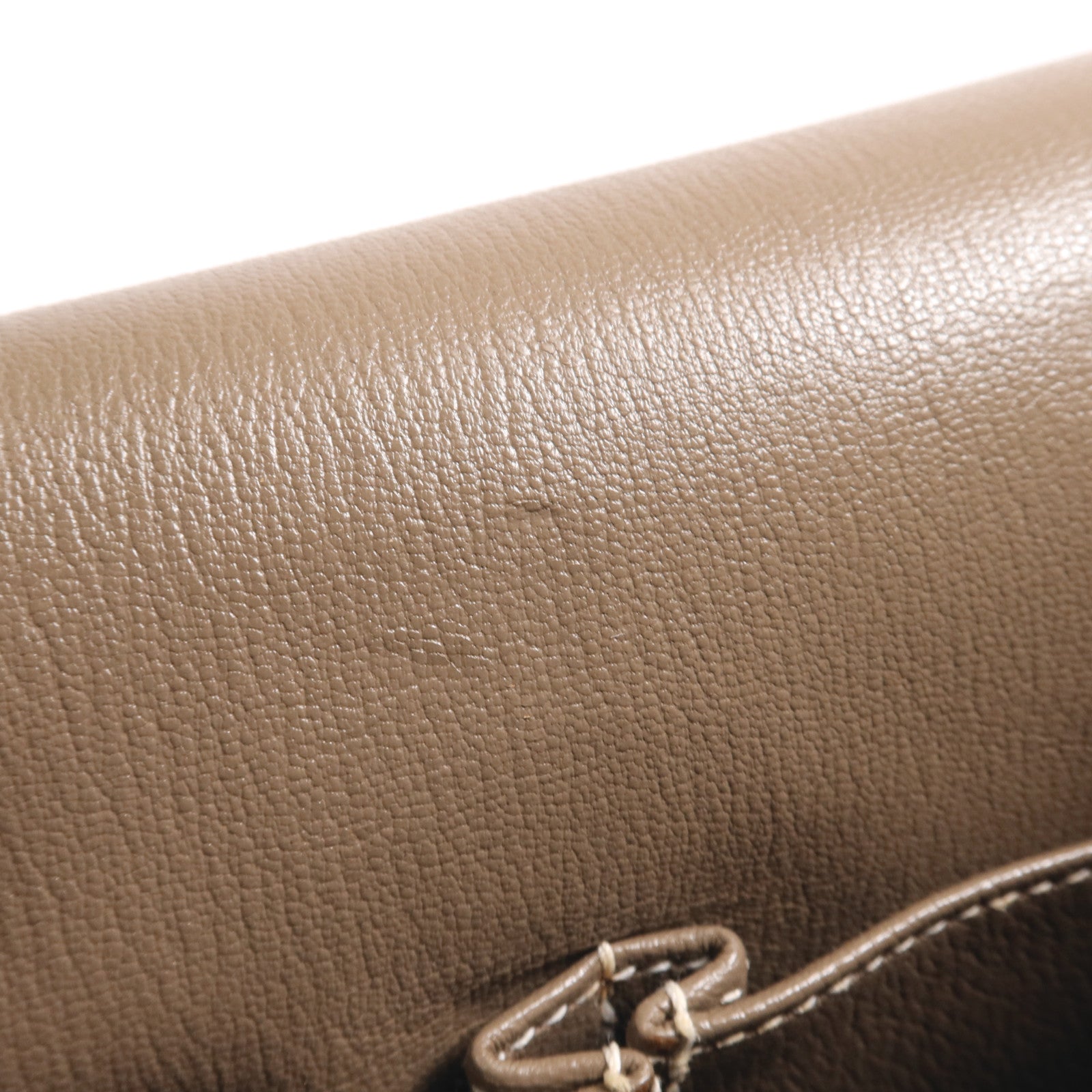 HERMES Clemence皮革Jypsiere 37銀扣肩背袋Etoupe