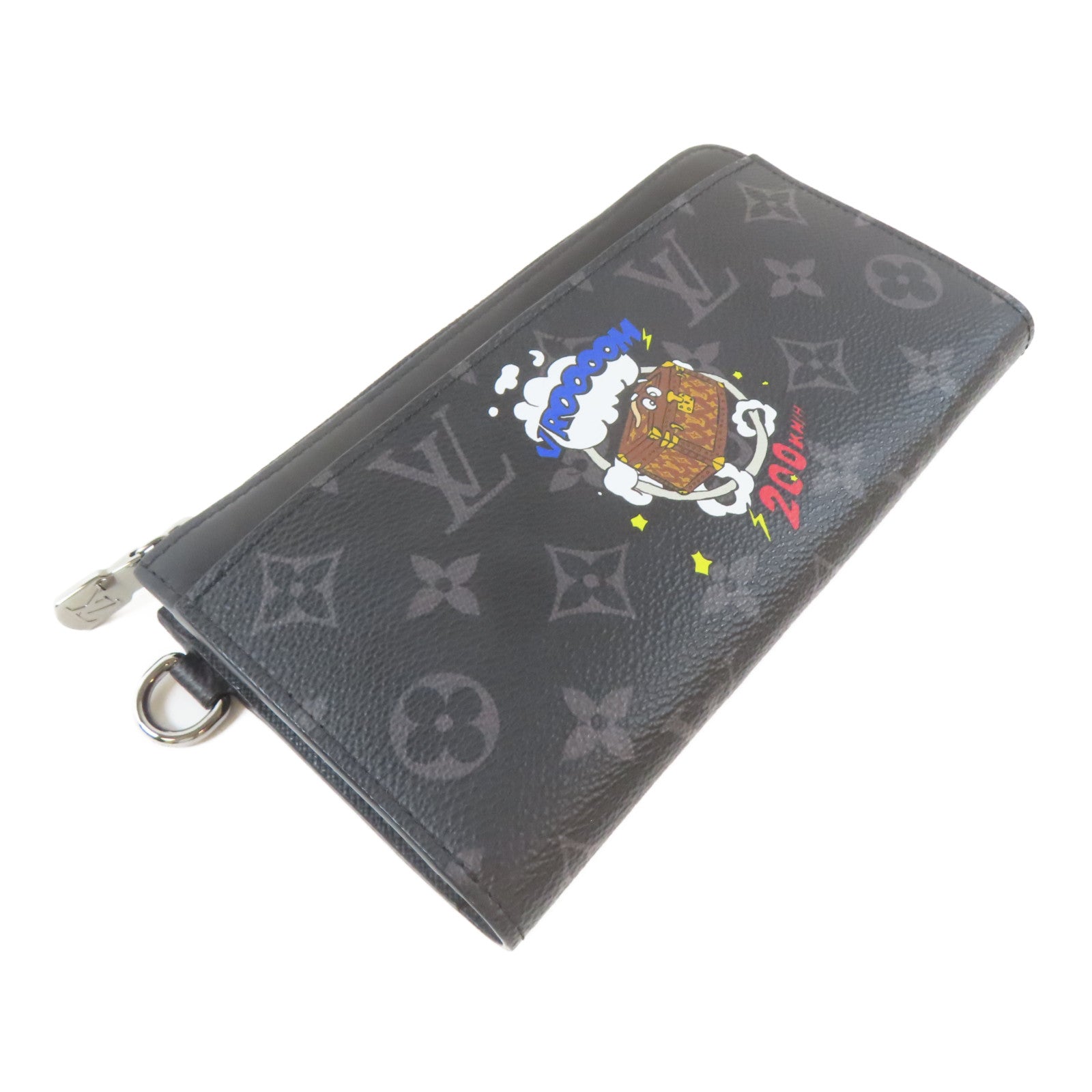 LOUIS VUITTON 【激減優惠】Monogram Eclipse Zippy Dragonne銀扣長錢包黑色