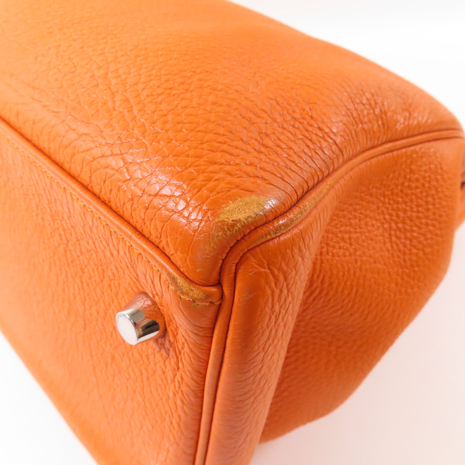 HERMES Togo皮革Kelly40銀扣手挽肩背兩用袋Orange