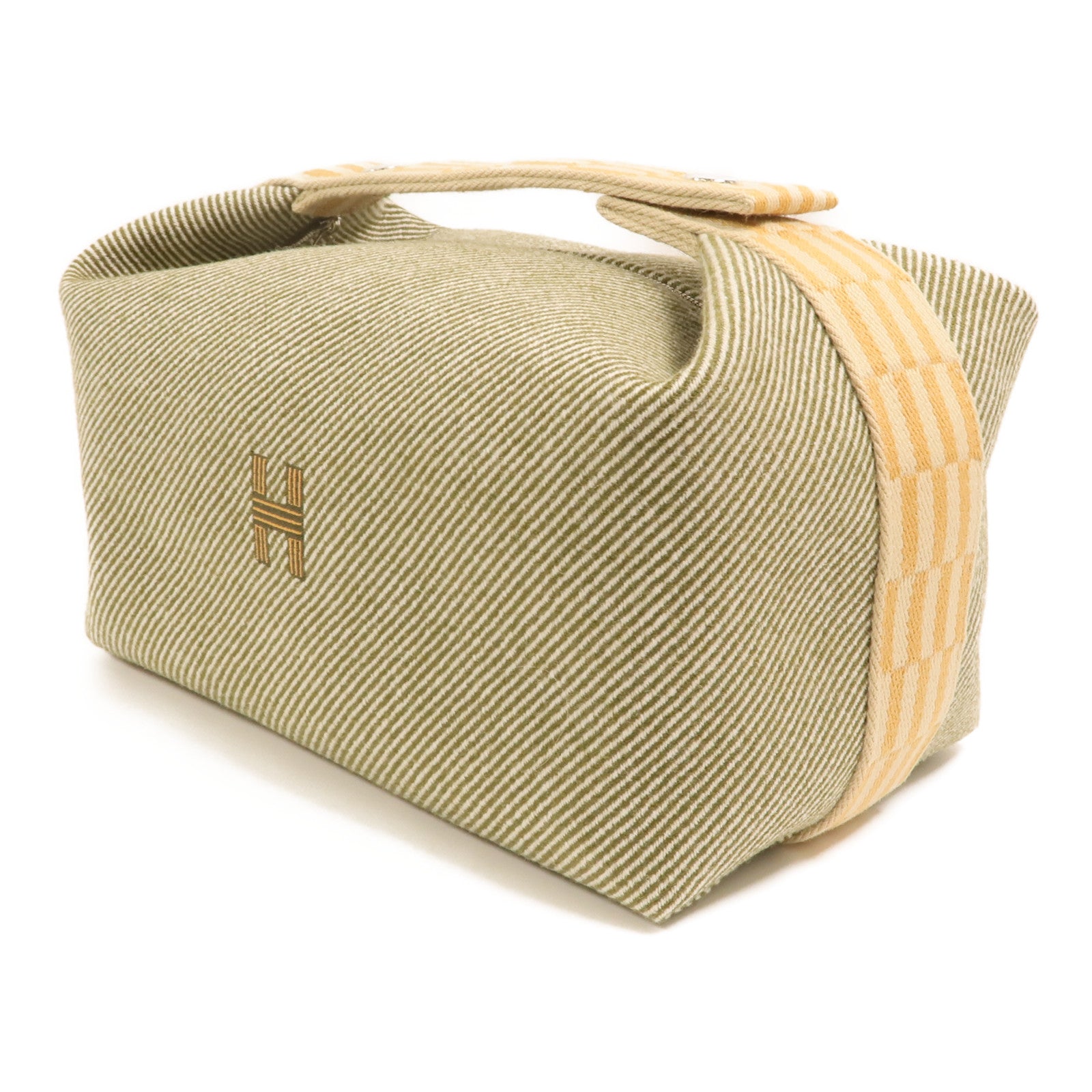 HERMES 帆布Bride a Brac銀扣手挽袋