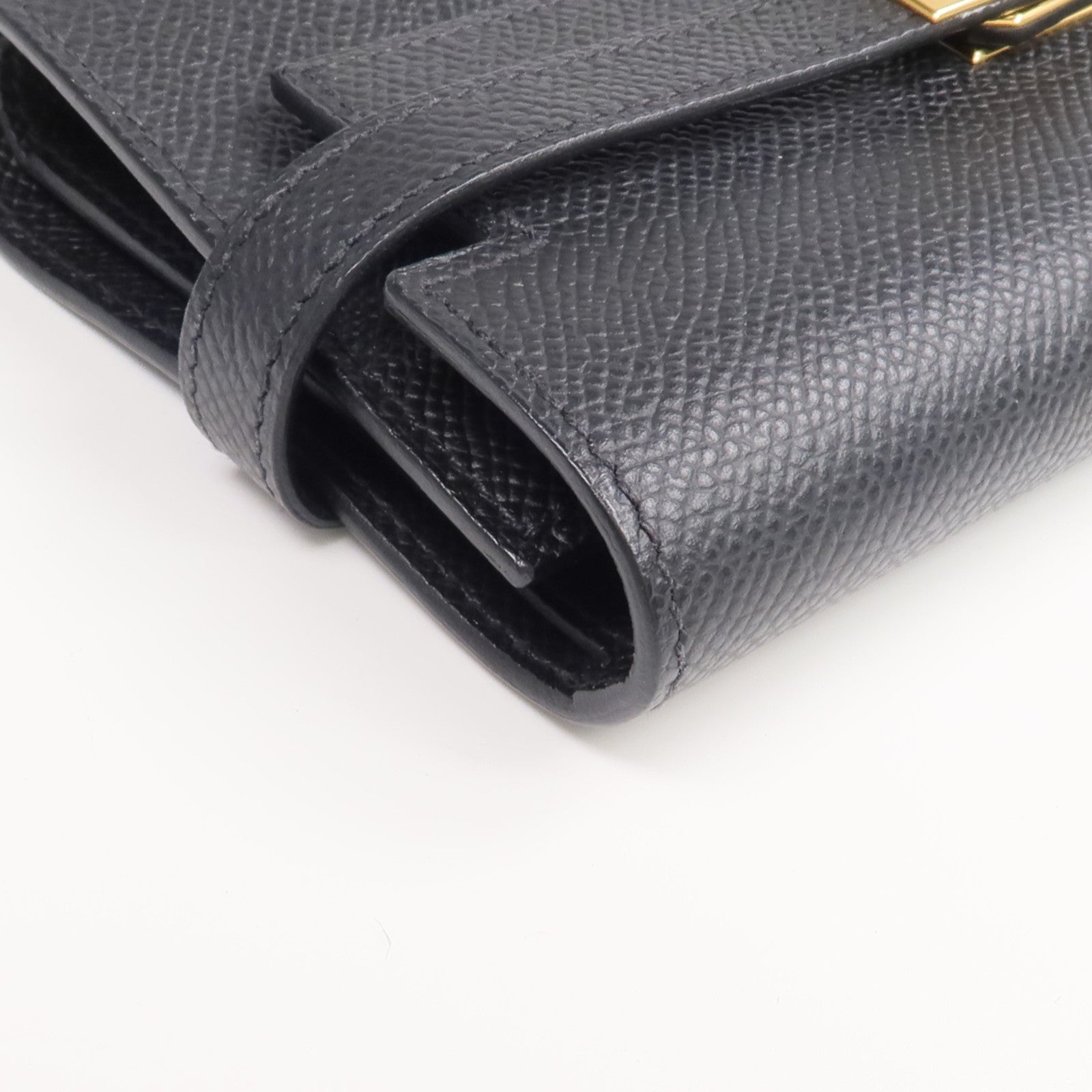 HERMES Epsom皮革Kelly Compact Wallet金扣錢包Noir
