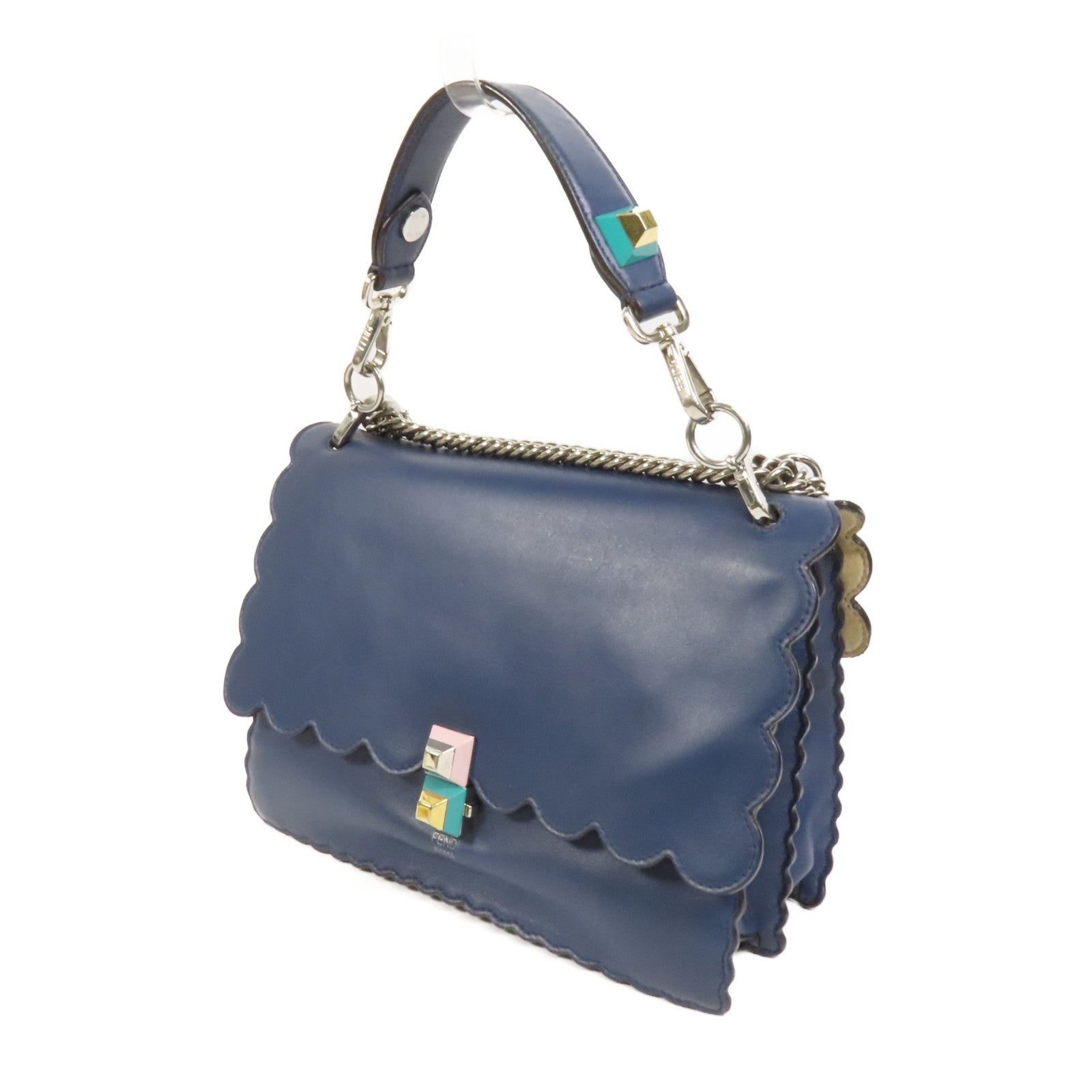 FENDI 牛皮皮革Kan I銀扣手挽肩背兩用袋