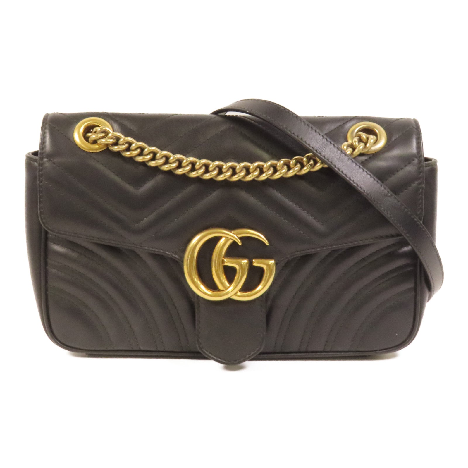 GUCCI 牛皮皮革GG Marmont金扣肩背袋