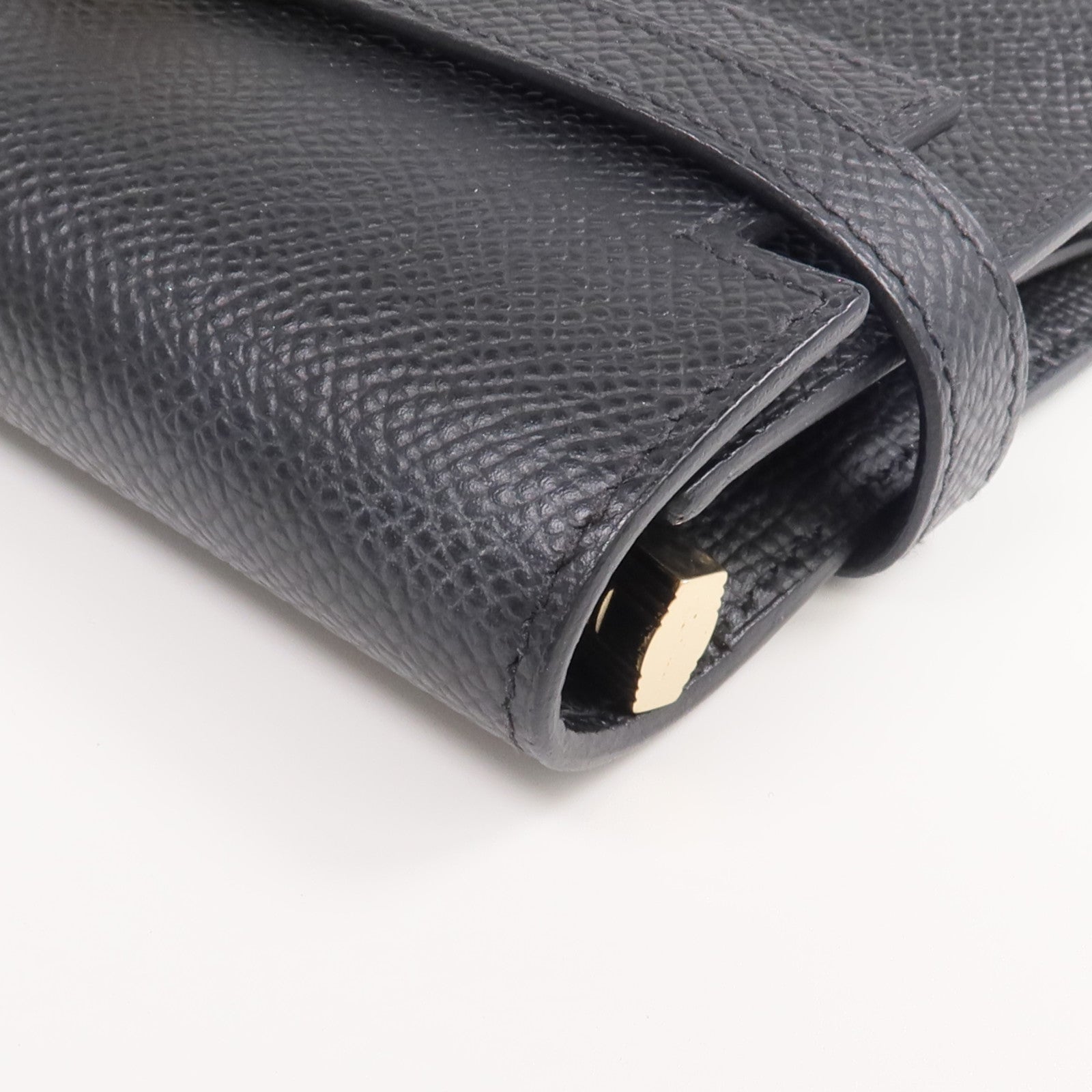 HERMES Epsom皮革Kelly Compact Wallet金扣錢包Noir