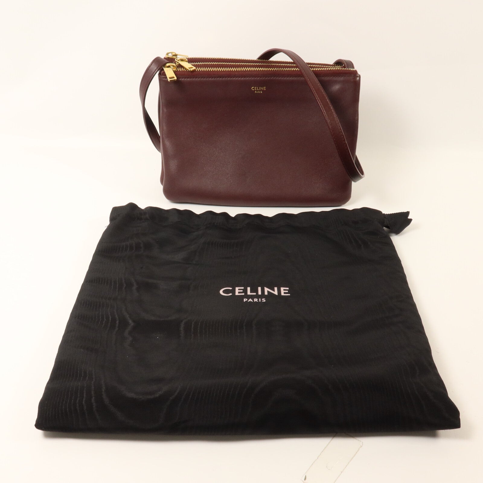 CELINE 羊皮皮革Trio肩背袋