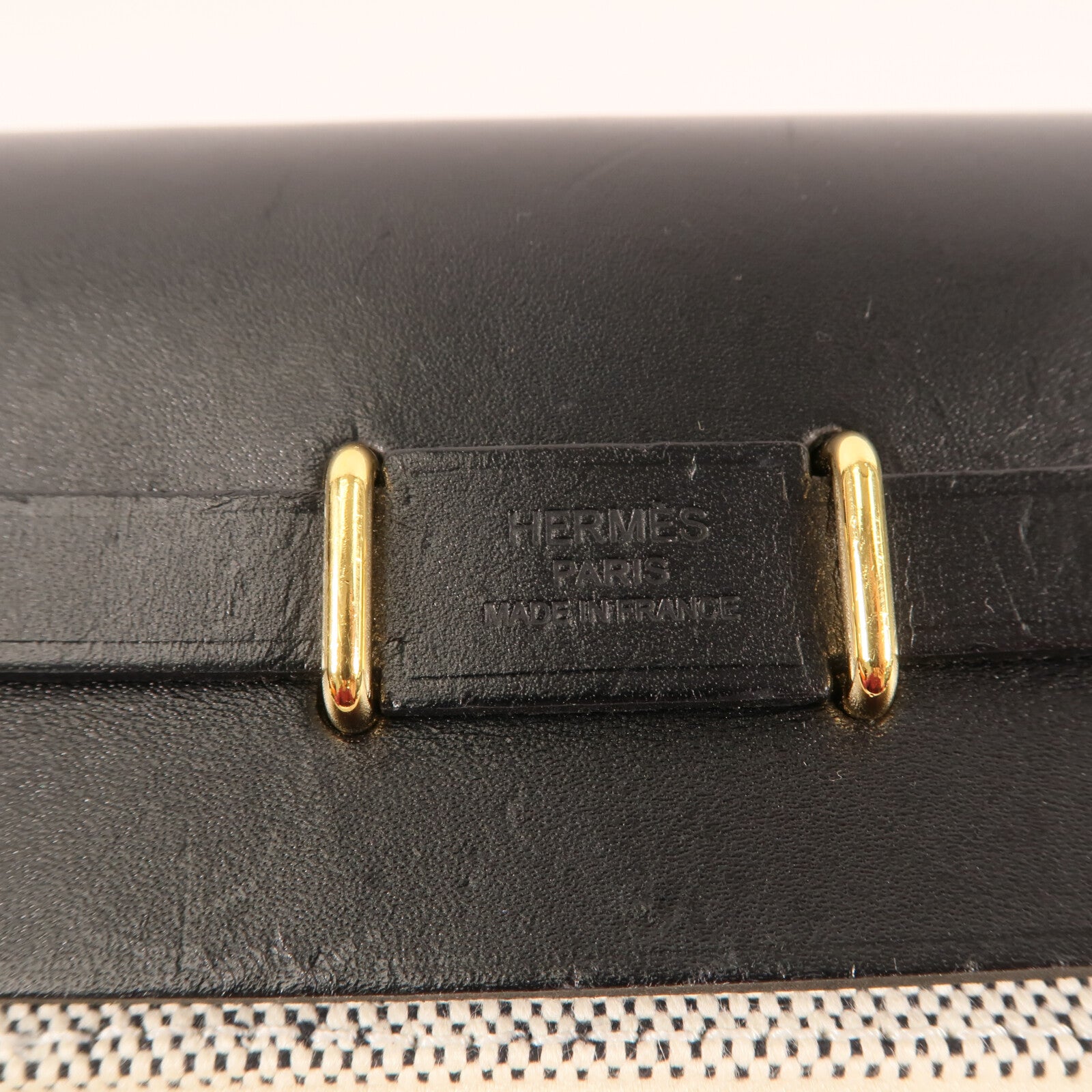 HERMES 帆布Mini Herbag金扣肩背袋