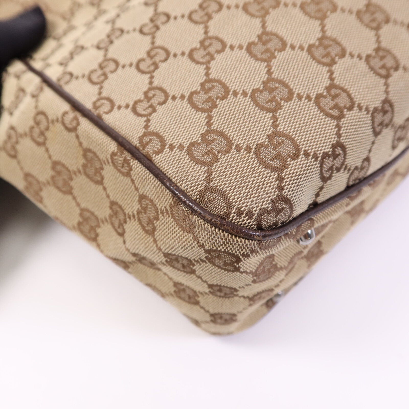 GUCCI 帆布Shoulder Bag銀扣肩背袋