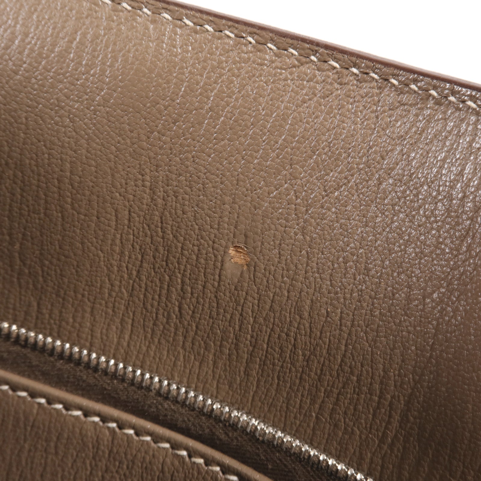 HERMES Clemence皮革Jypsiere 37銀扣肩背袋Etoupe
